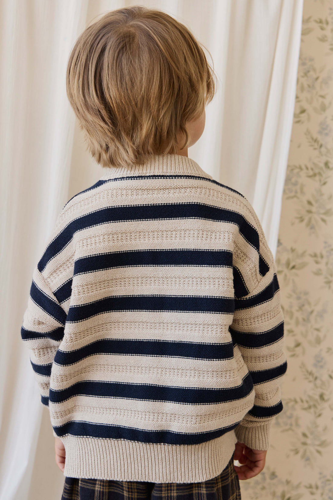 Byron Jumper-Byron Stripe Oat / Eclipse Childrens Jumper from Jamie Kay USA