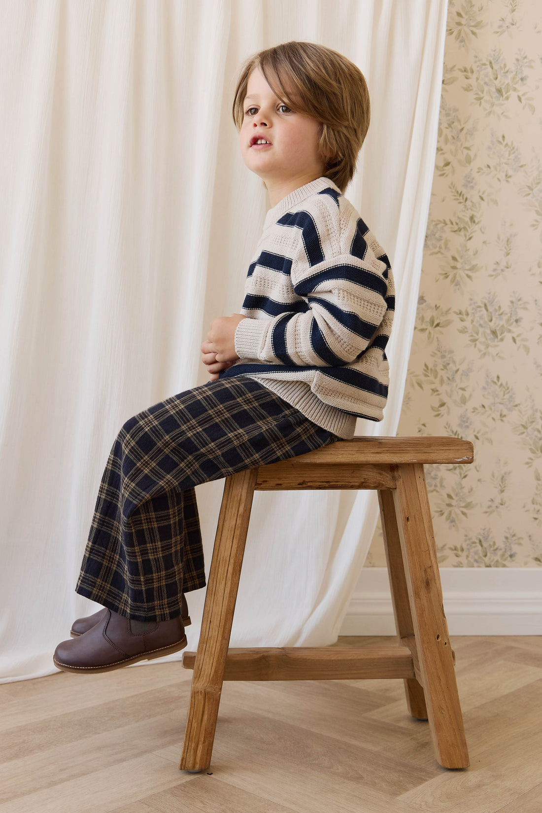 Byron Jumper-Byron Stripe Oat / Eclipse Childrens Jumper from Jamie Kay USA