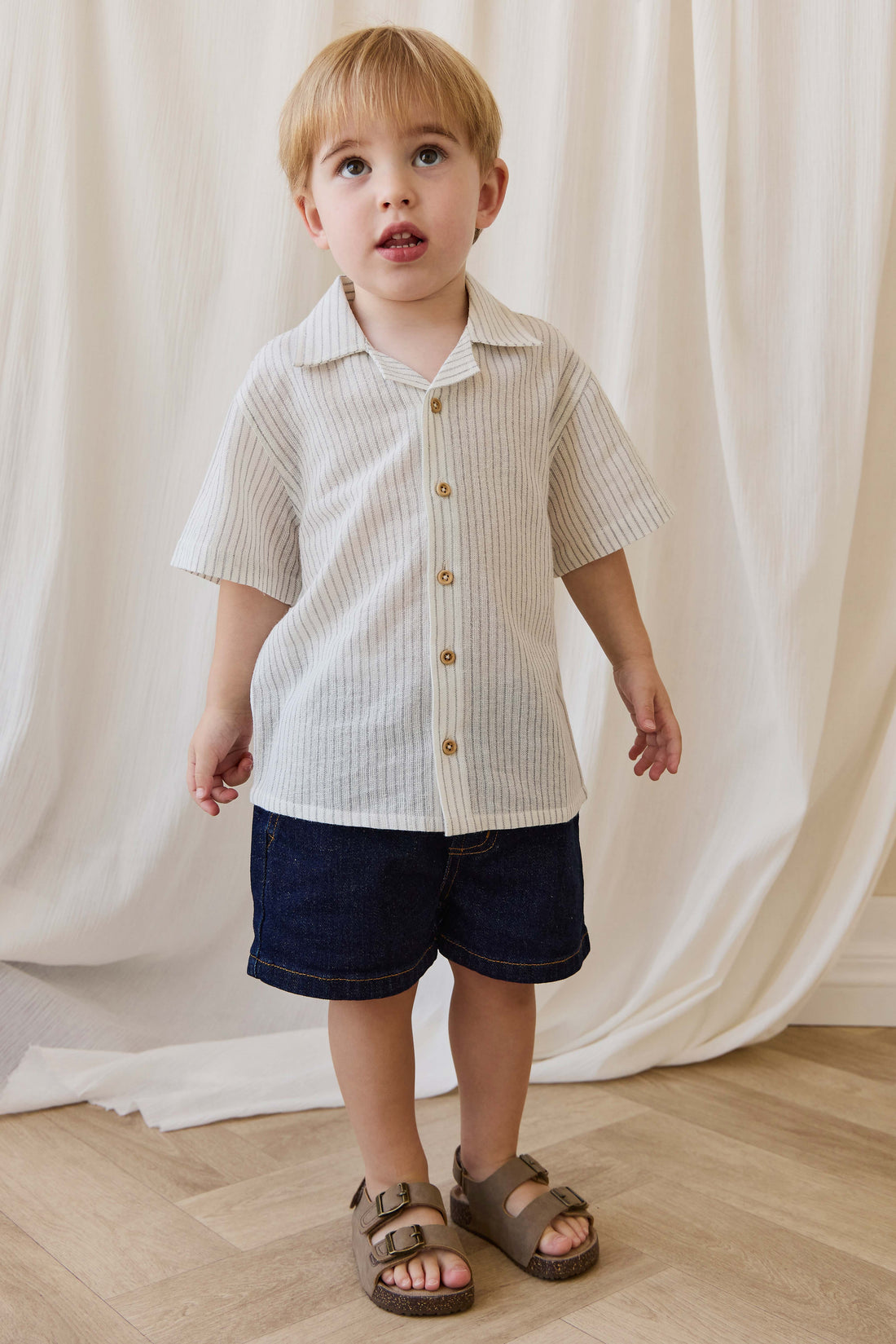 Reid Denim Short-Mid Indigo Denim Childrens Short from Jamie Kay USA