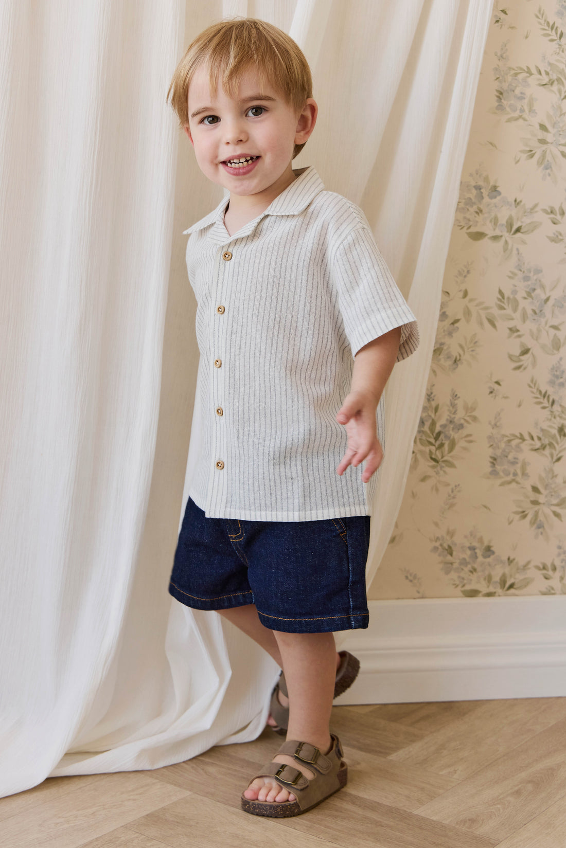 Reid Denim Short-Mid Indigo Denim Childrens Short from Jamie Kay USA