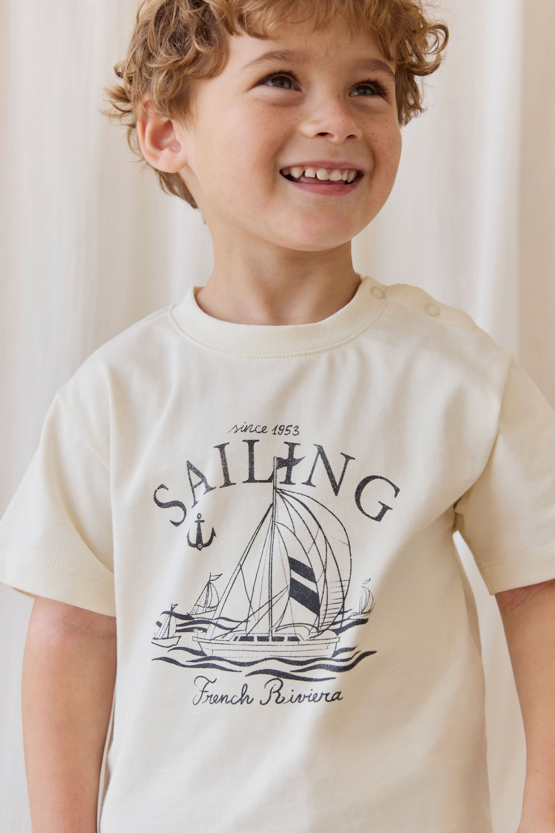 Organic Cotton Bjorn Tee-French Riviera Eclipse Childrens Top from Jamie Kay USA