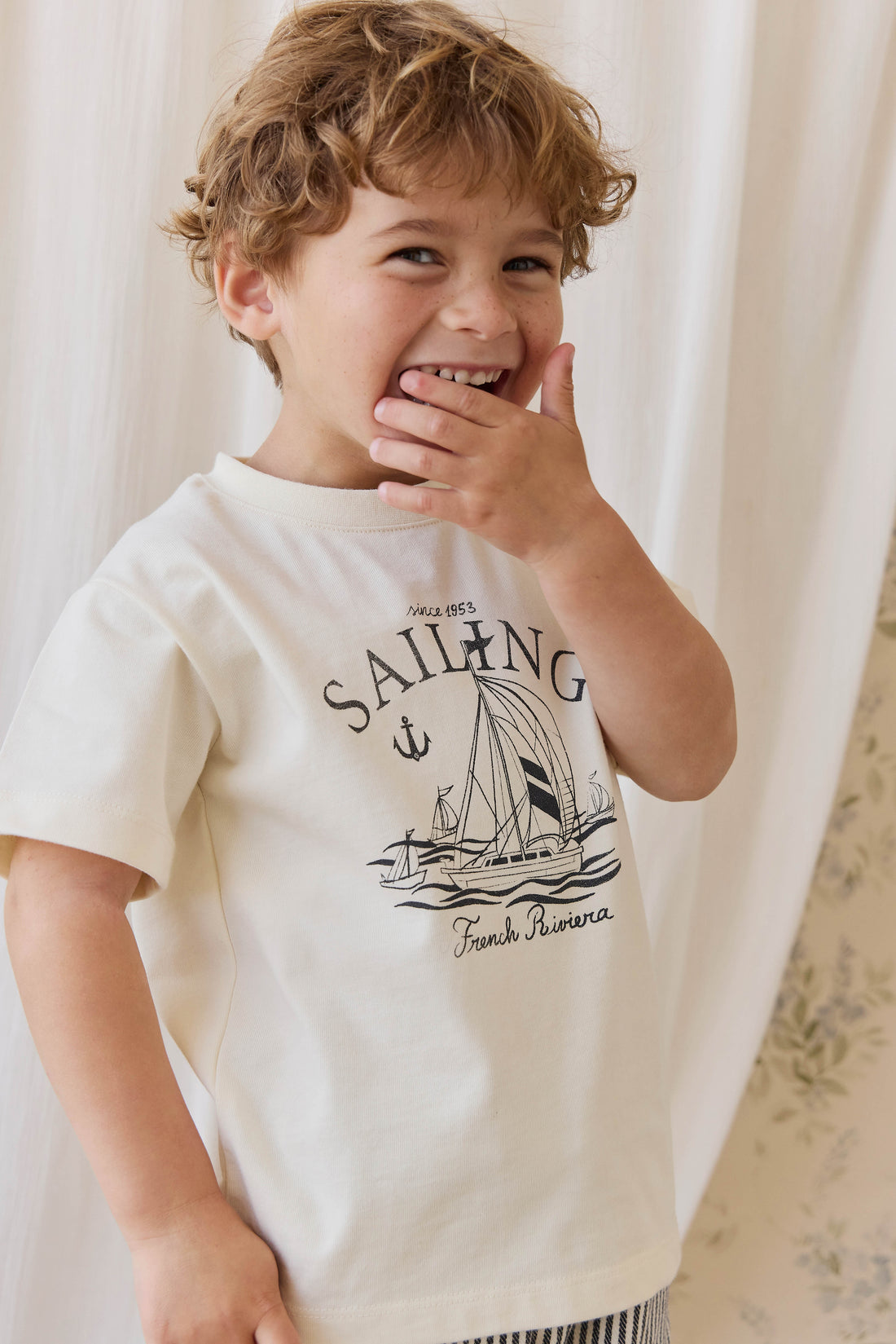 Organic Cotton Bjorn Tee-French Riviera Eclipse Childrens Top from Jamie Kay USA