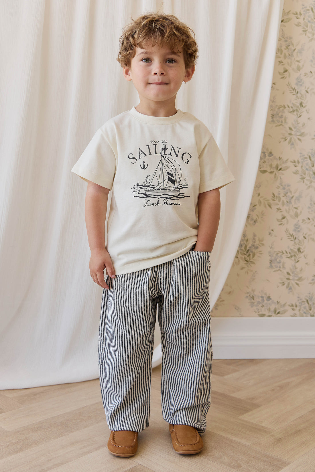 Kingsley Pant-Sailor Stripe Eclipse / Cloud Childrens Pant from Jamie Kay USA