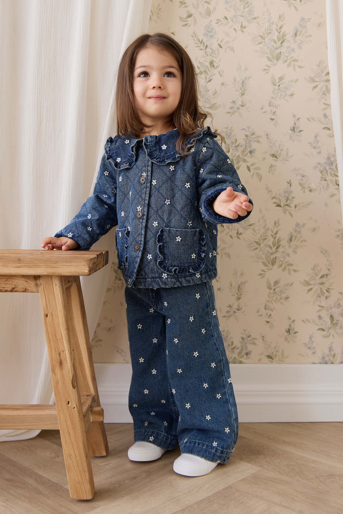 Amandine Pant-Josie Floral Denim Childrens Pant from Jamie Kay USA