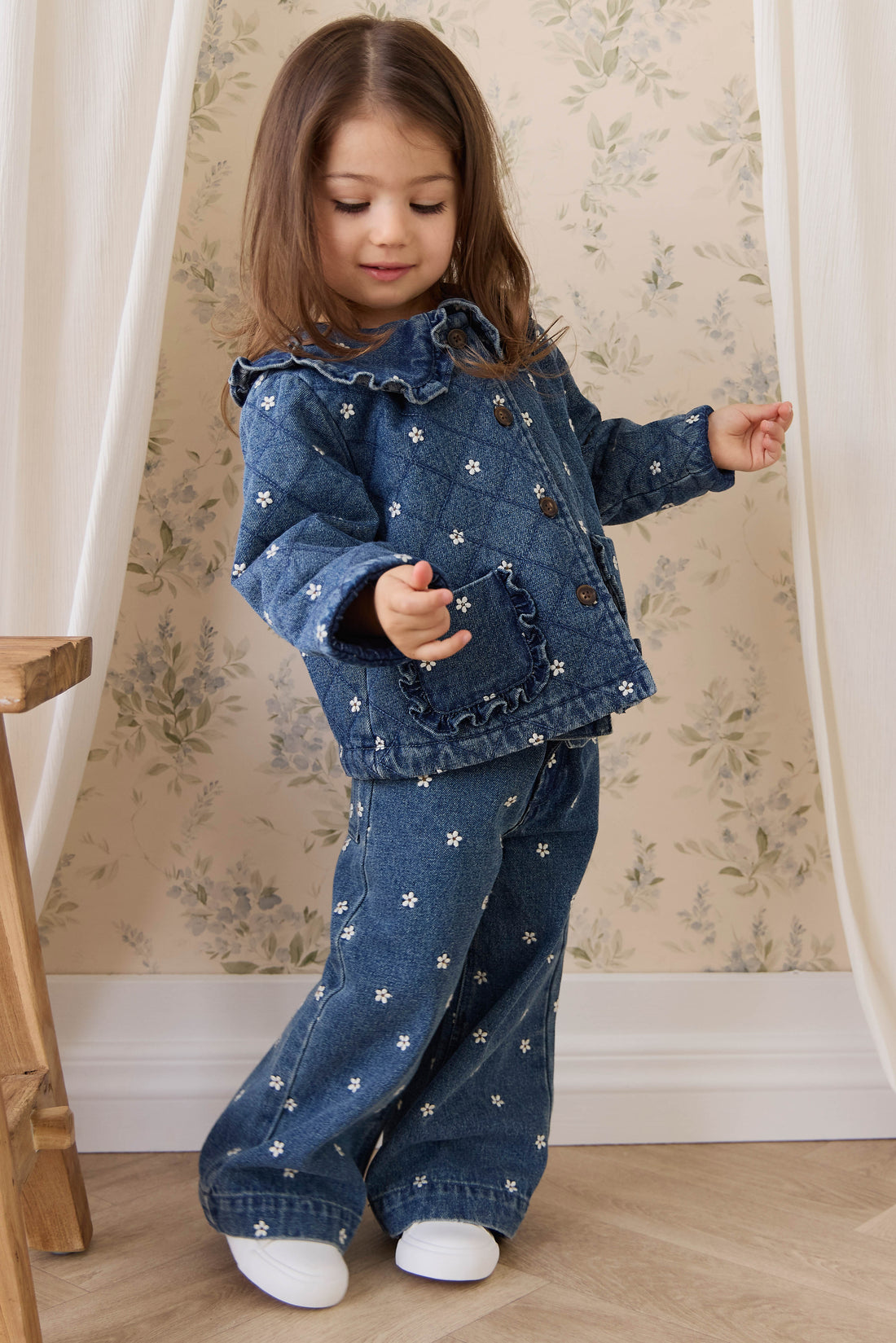 Amandine Jacket-Josie Floral Denim Childrens Jacket from Jamie Kay USA