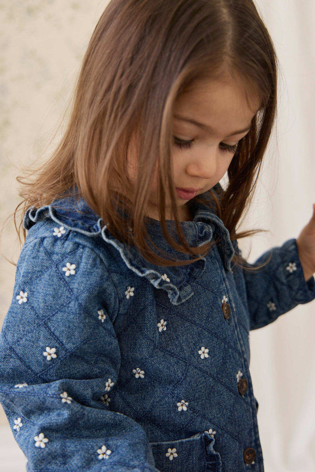 Amandine Jacket-Josie Floral Denim Childrens Jacket from Jamie Kay USA