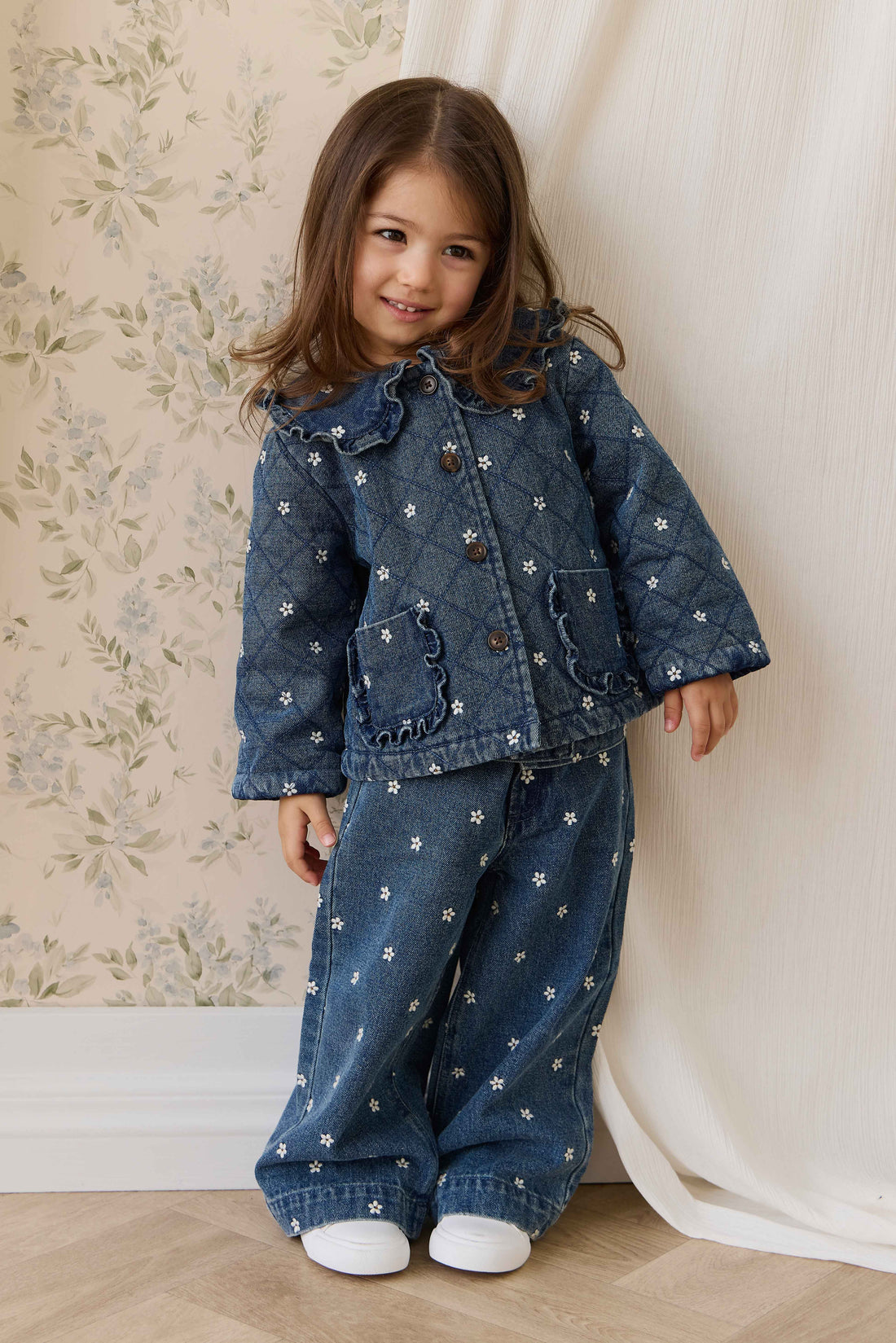 Amandine Jacket-Josie Floral Denim Childrens Jacket from Jamie Kay USA