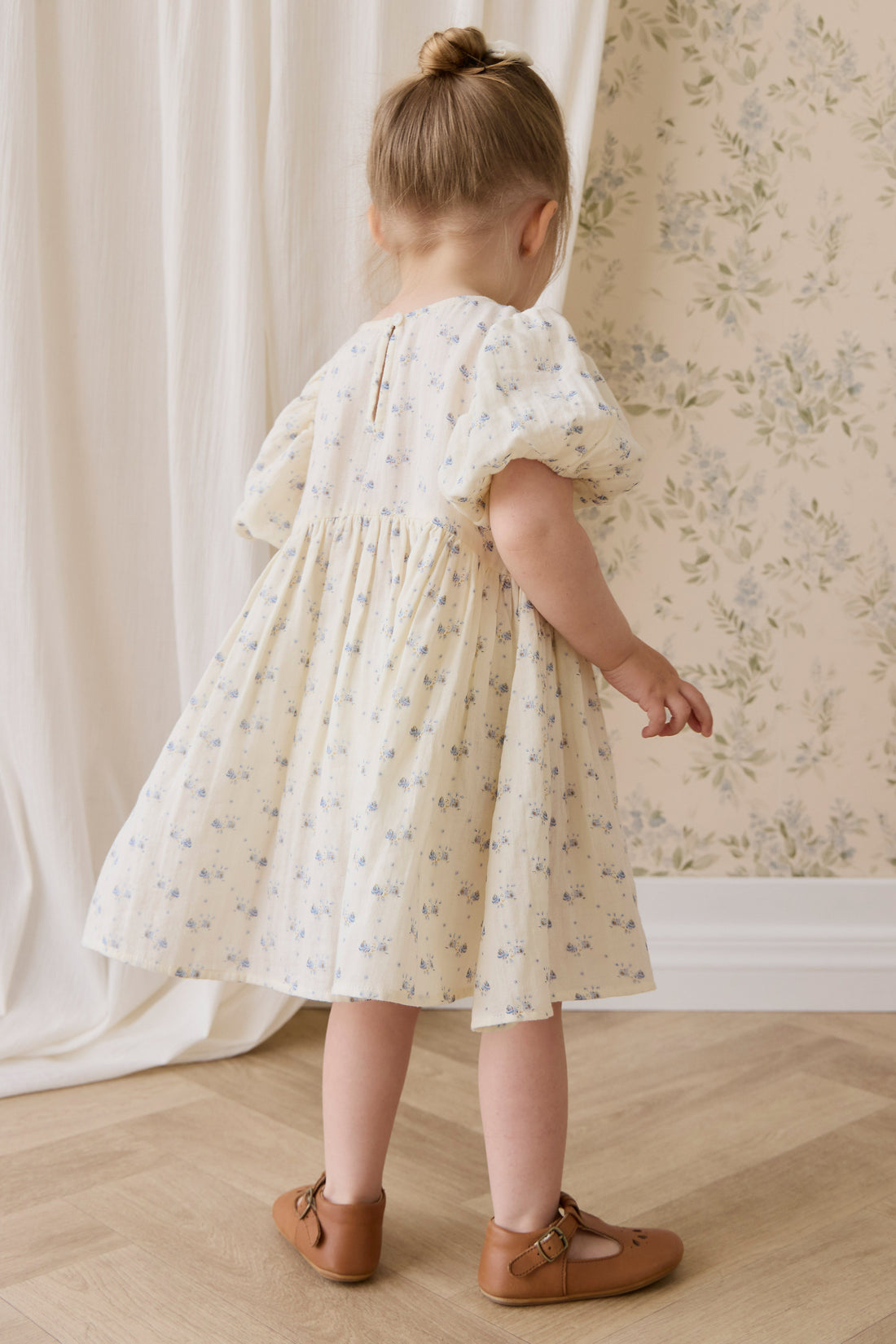 Organic Cotton Muslin Frannie Dress-Molly Blue Childrens Dress from Jamie Kay USA