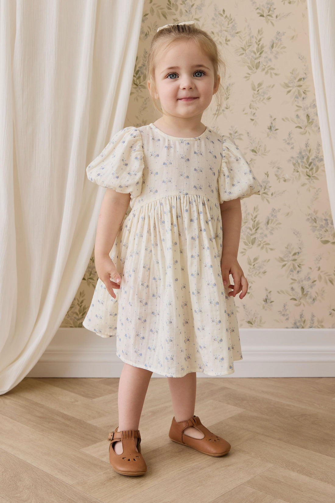 Organic Cotton Muslin Frannie Dress-Molly Blue Childrens Dress from Jamie Kay USA