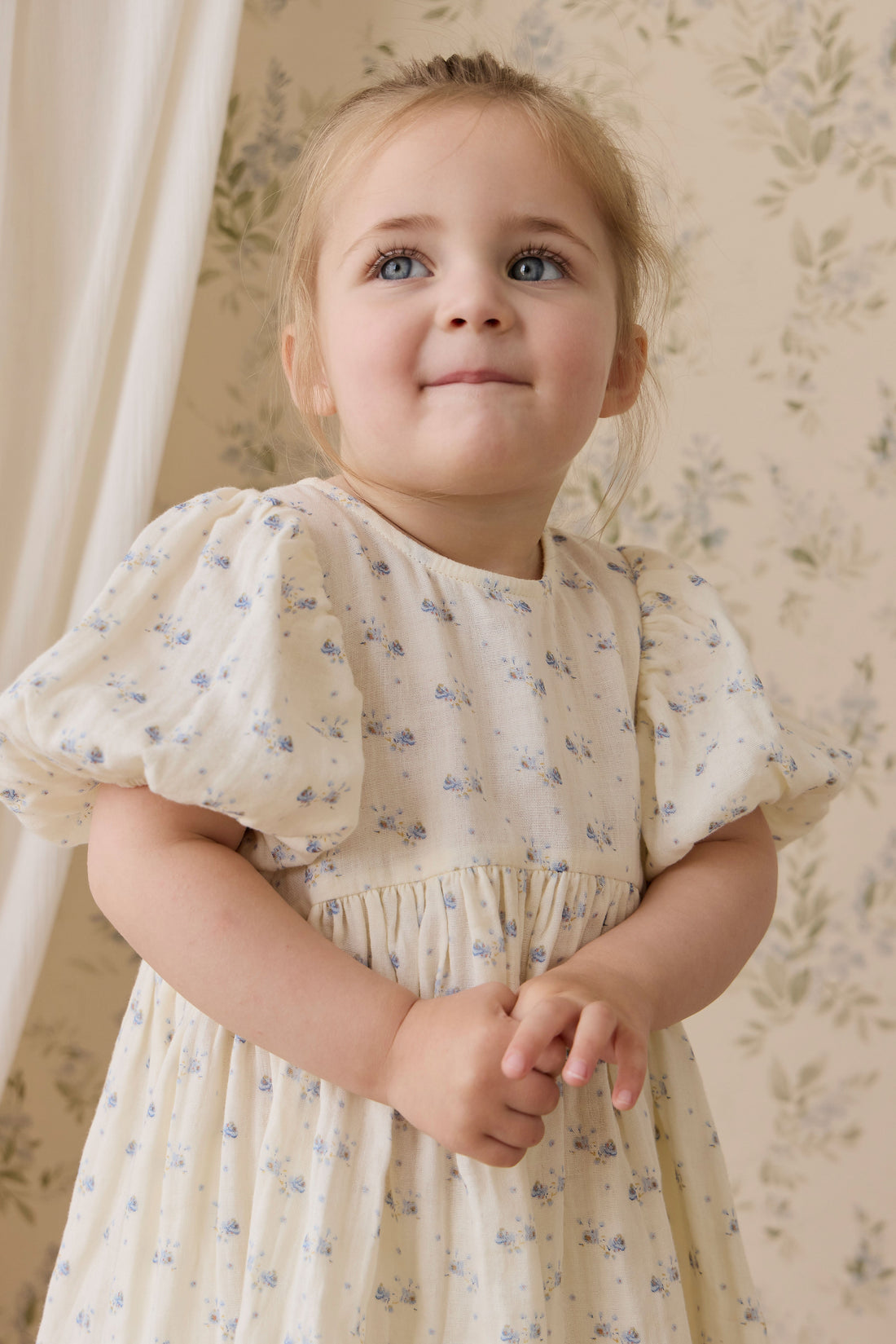 Organic Cotton Muslin Frannie Dress-Molly Blue Childrens Dress from Jamie Kay USA