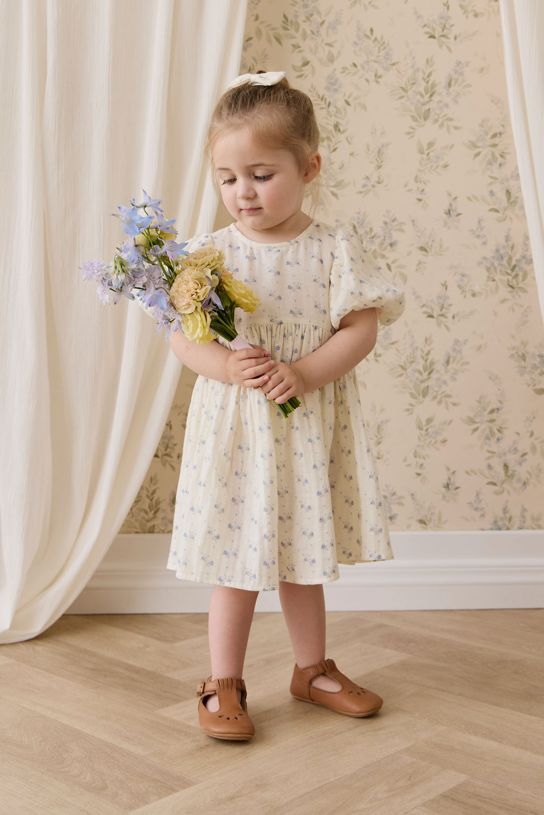 Organic Cotton Muslin Frannie Dress-Molly Blue Childrens Dress from Jamie Kay USA