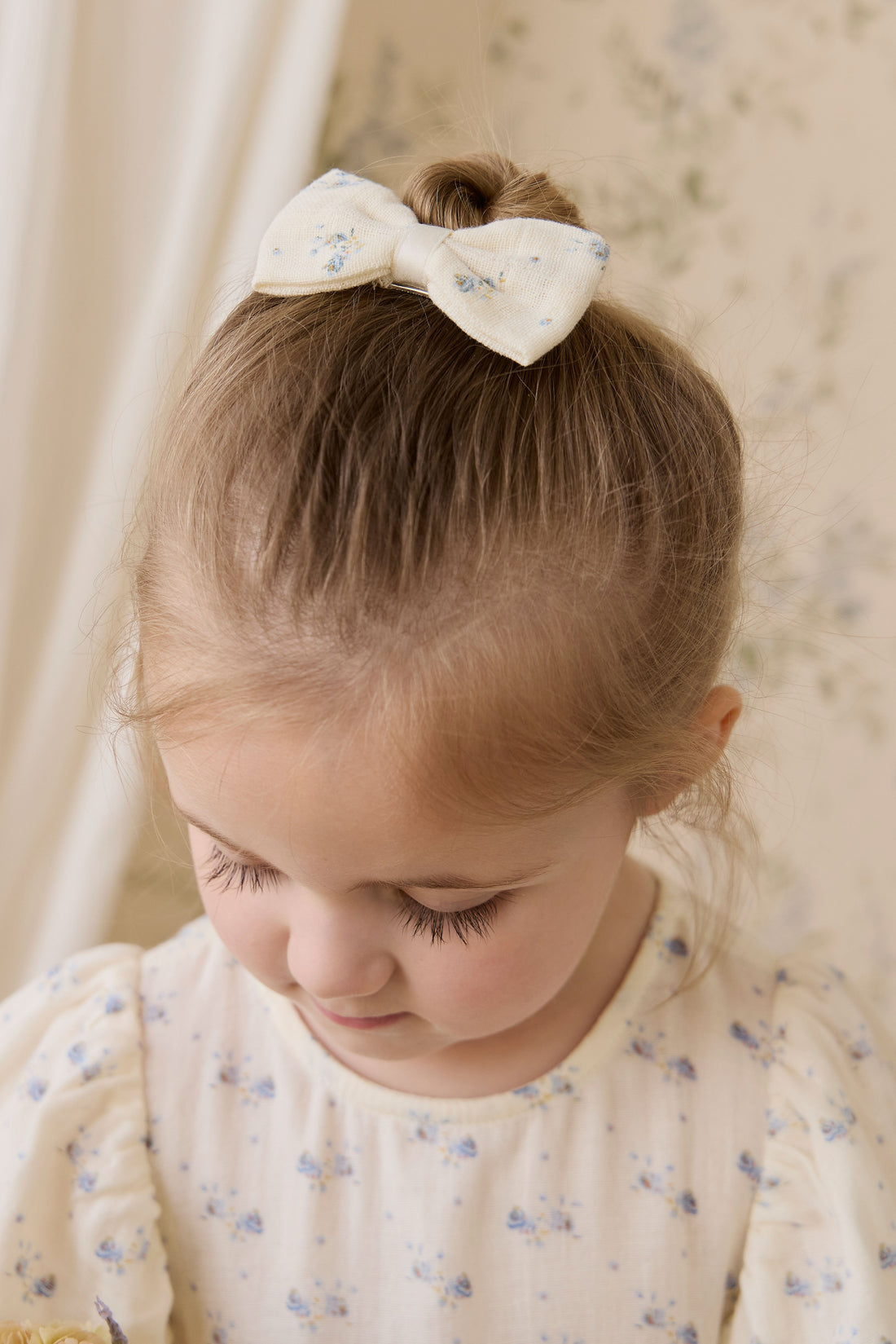 Organic Cotton Muslin Desiree Bow-Molly Blue Childrens Bow from Jamie Kay USA