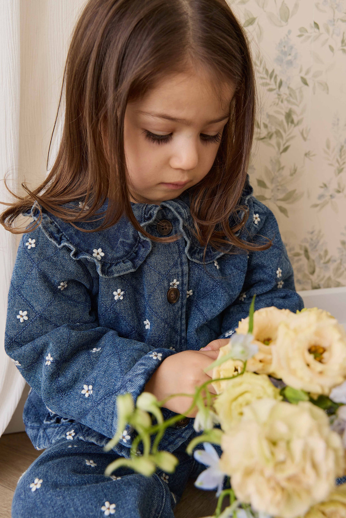 Amandine Jacket-Josie Floral Denim Childrens Jacket from Jamie Kay USA