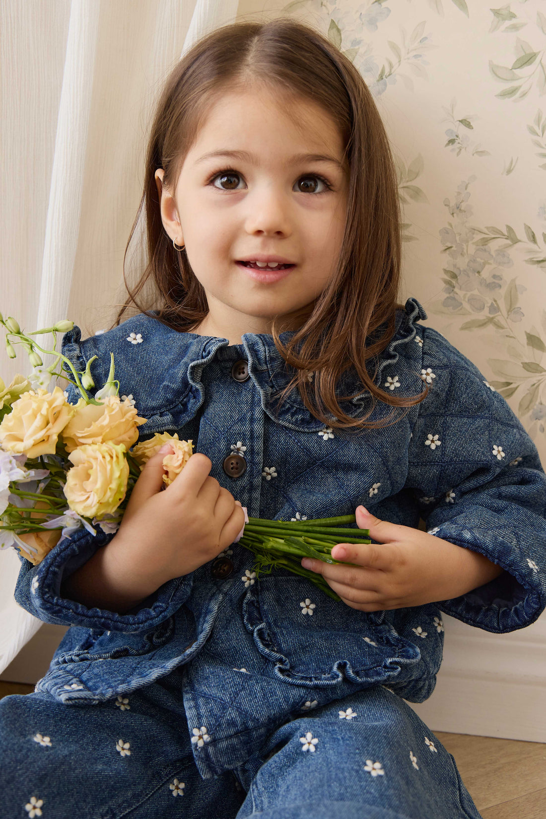 Amandine Jacket-Josie Floral Denim Childrens Jacket from Jamie Kay USA