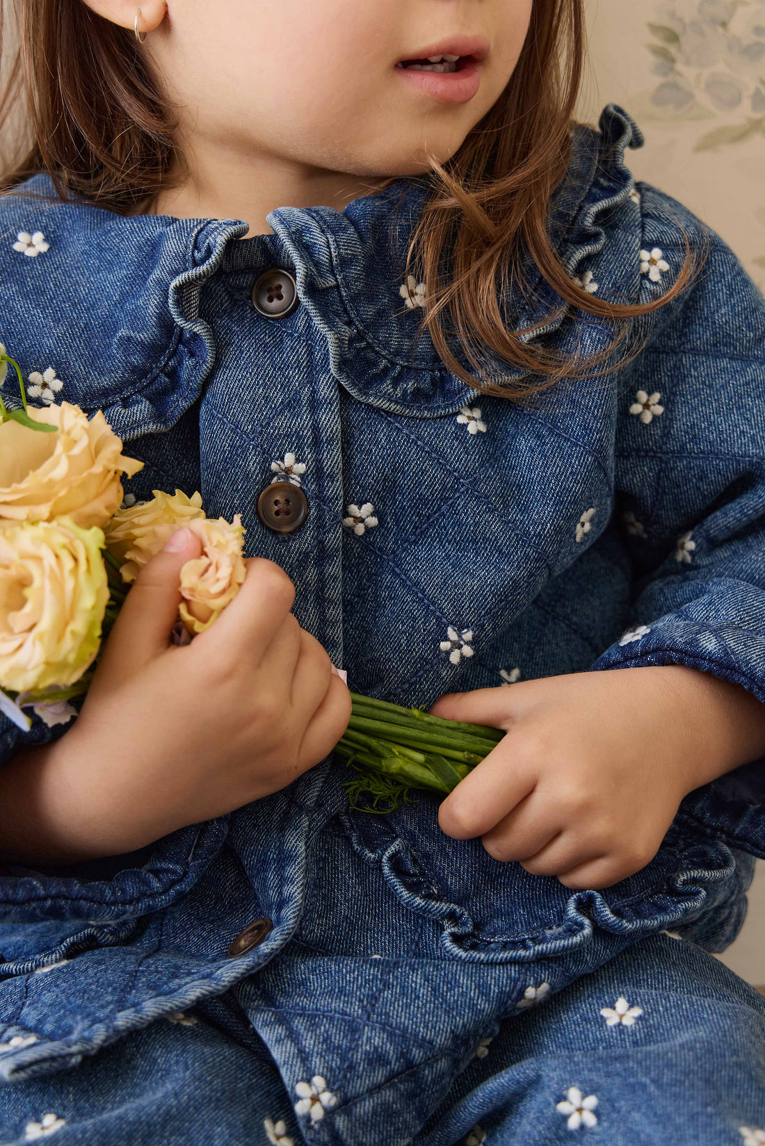 Amandine Jacket-Josie Floral Denim Childrens Jacket from Jamie Kay USA