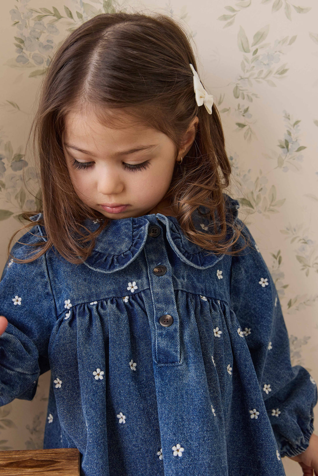 Ira Dress-Josie Floral Denim Childrens Dress from Jamie Kay USA