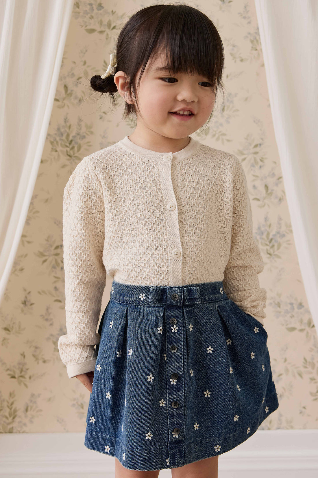 Etta Skirt-Josie Floral Denim Childrens Skirt from Jamie Kay USA