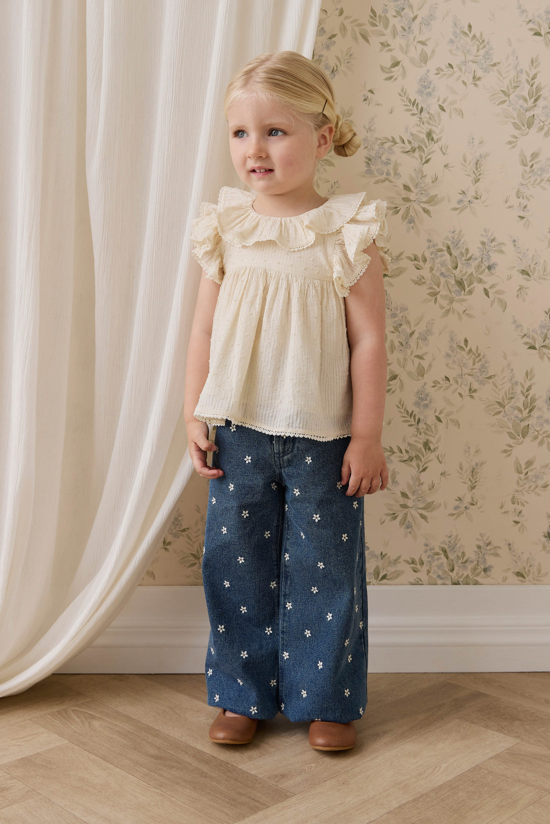 Organic Cotton Banks Blouse-Parchment Childrens Top from Jamie Kay USA