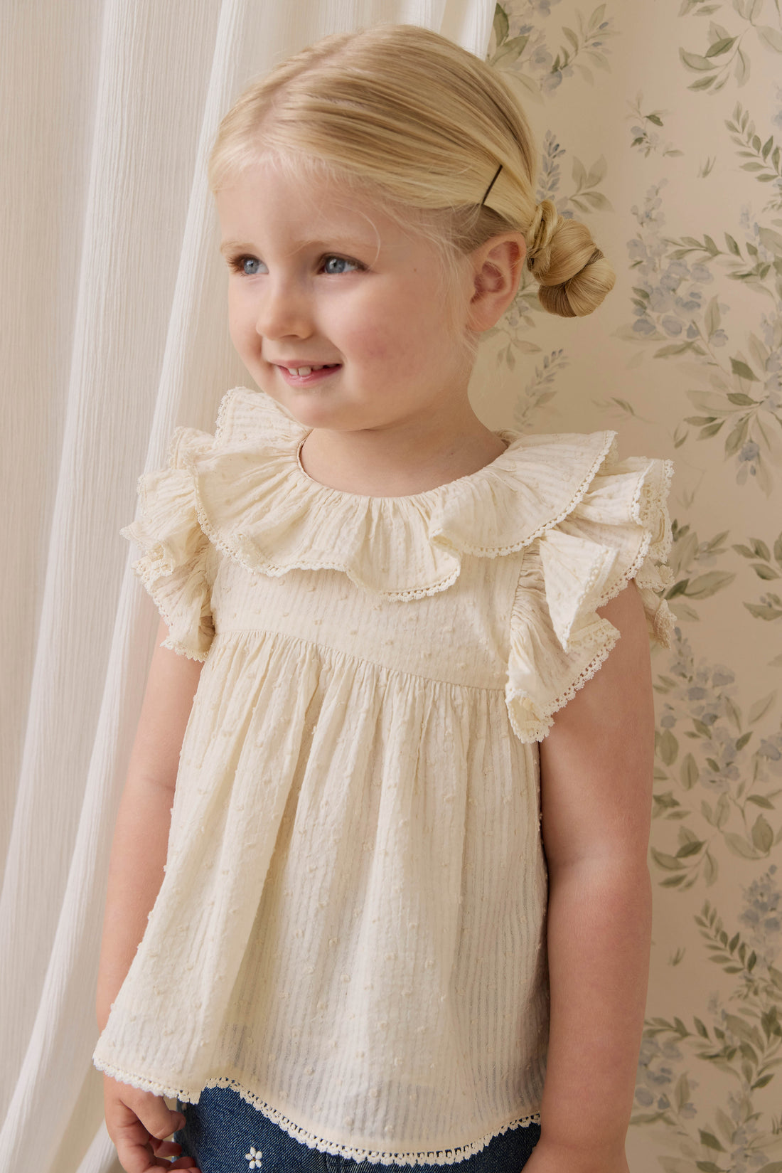 Organic Cotton Banks Blouse-Parchment Childrens Top from Jamie Kay USA