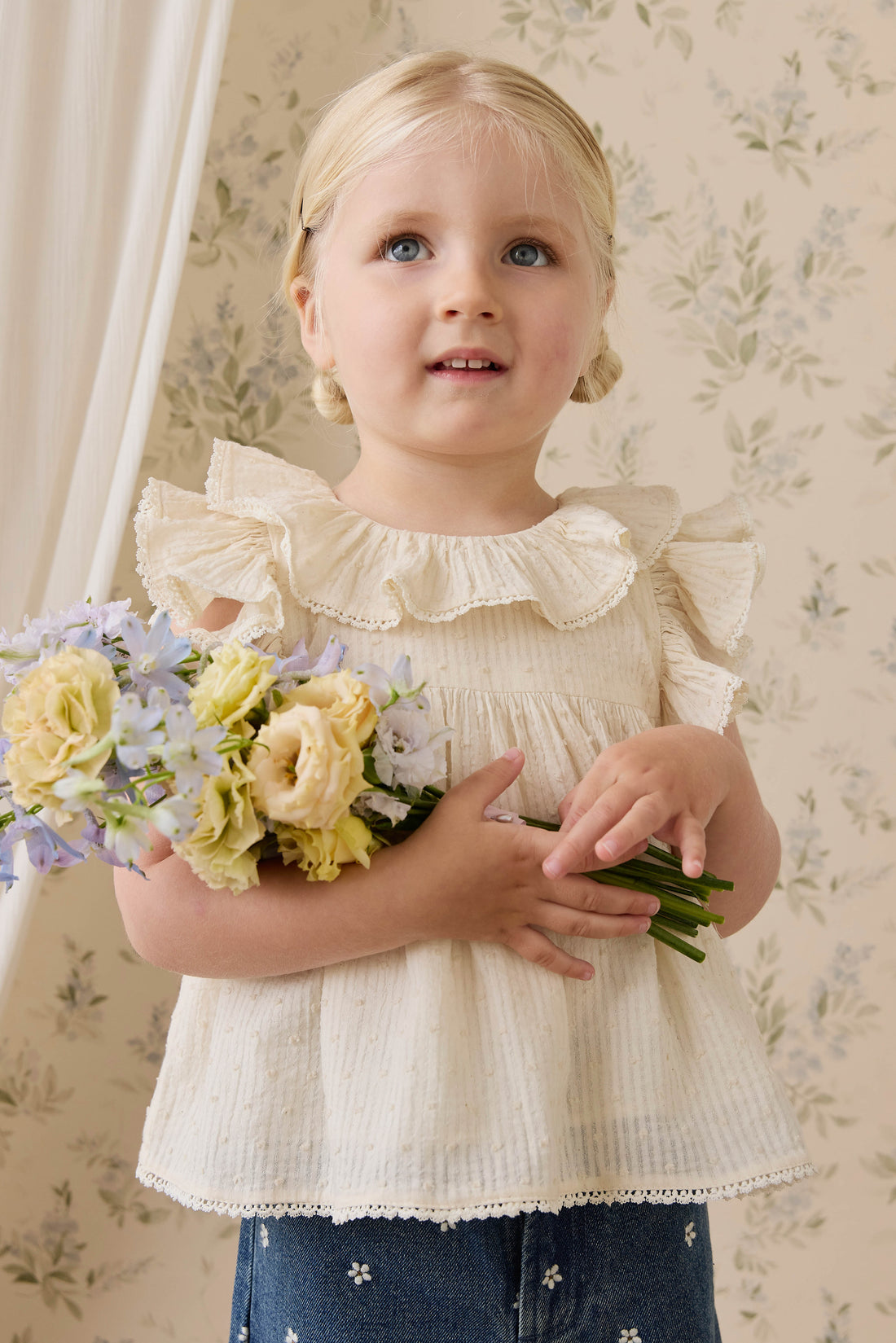 Organic Cotton Banks Blouse-Parchment Childrens Top from Jamie Kay USA