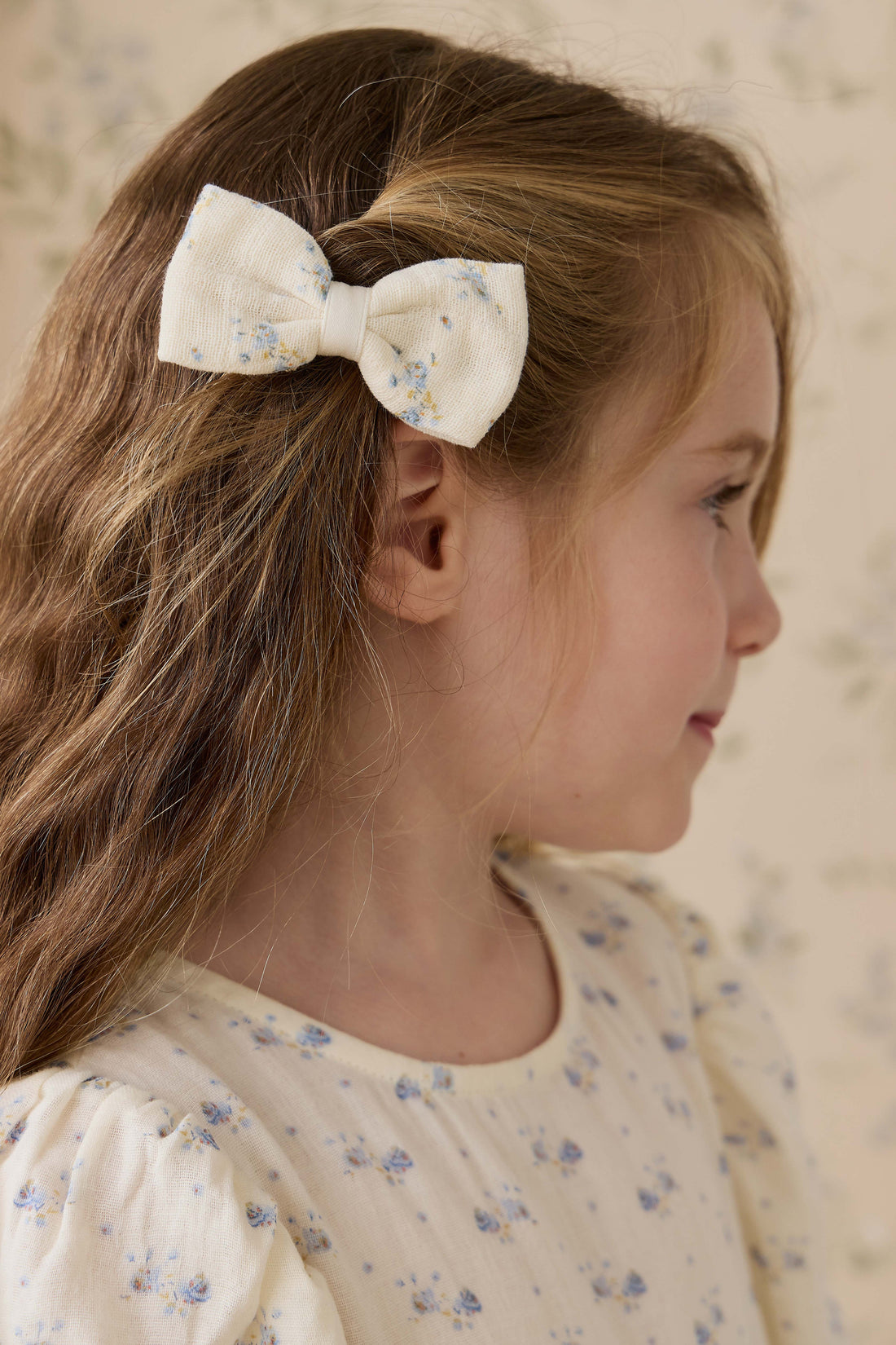 Organic Cotton Muslin Desiree Bow-Molly Blue Childrens Bow from Jamie Kay USA