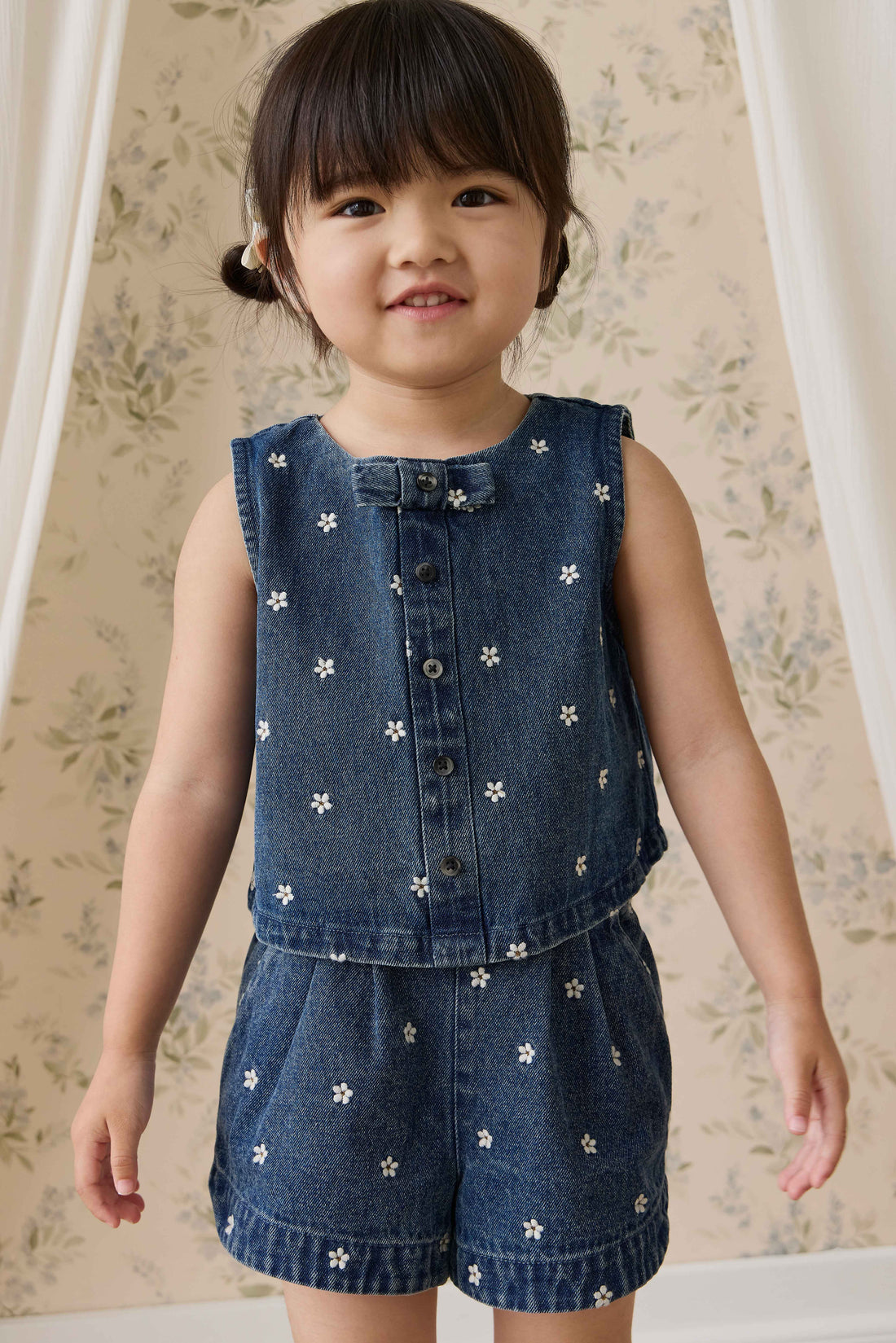 Jardine Short-Josie Floral Denim Childrens Shorts from Jamie Kay USA