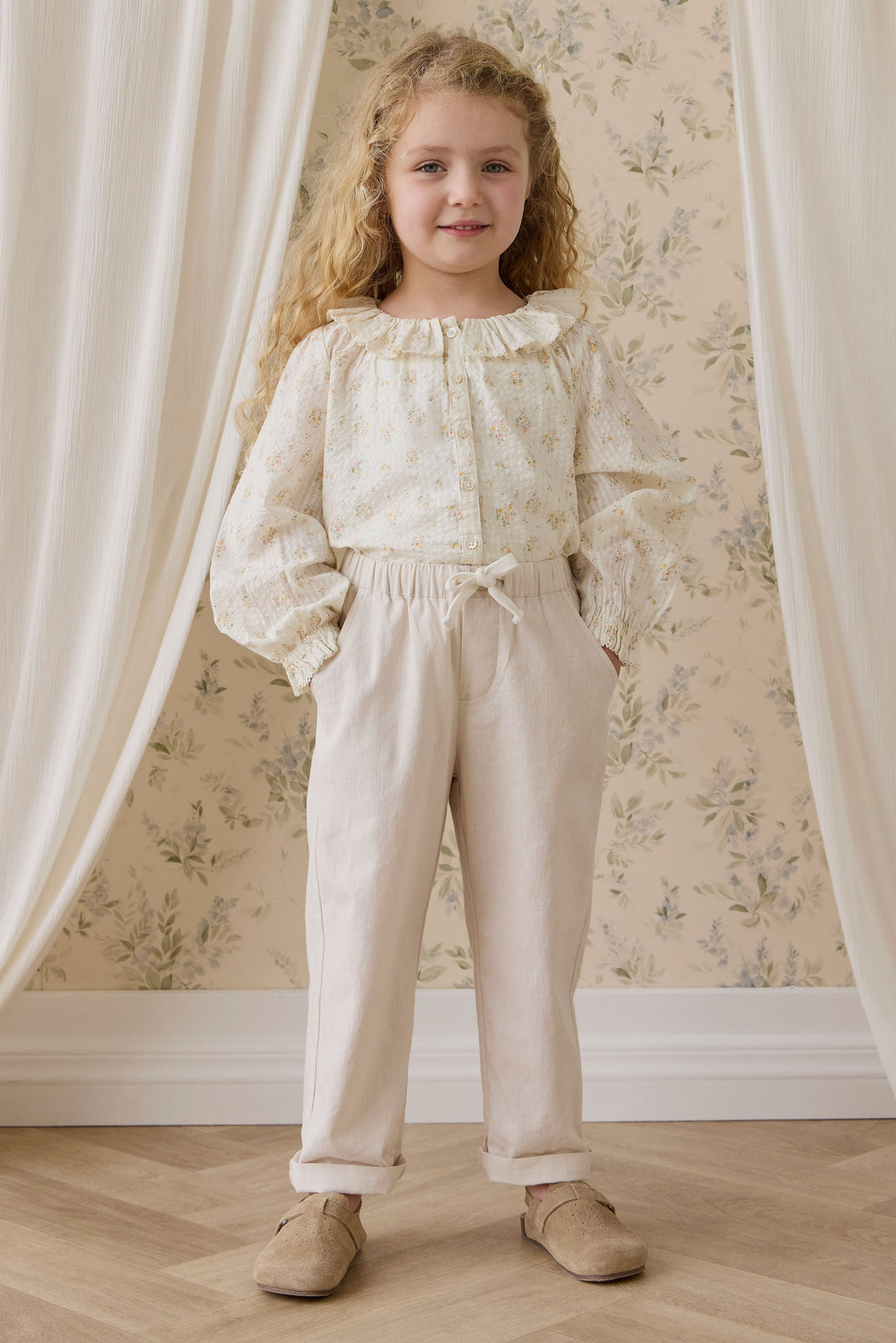 Ali Linen/Cotton Pant-Natural Childrens Pant from Jamie Kay USA