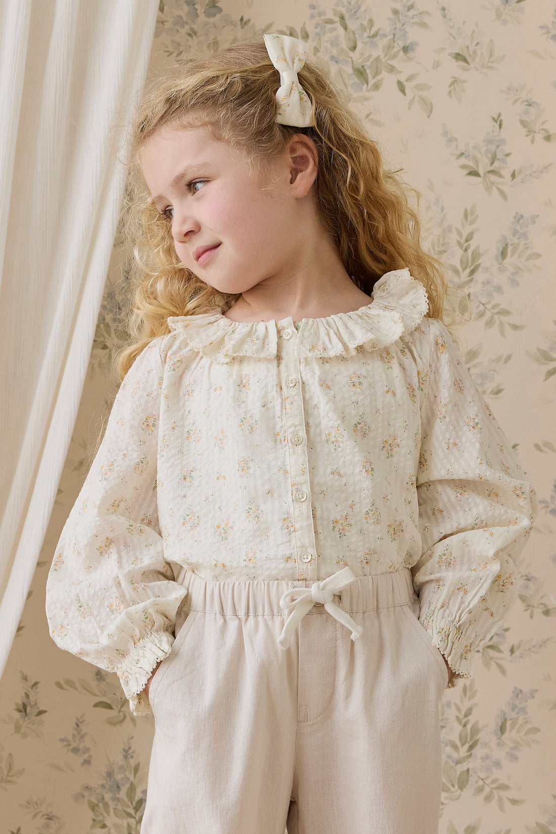 Organic Cotton Cecile Top-Justine Parchment Childrens Top from Jamie Kay USA