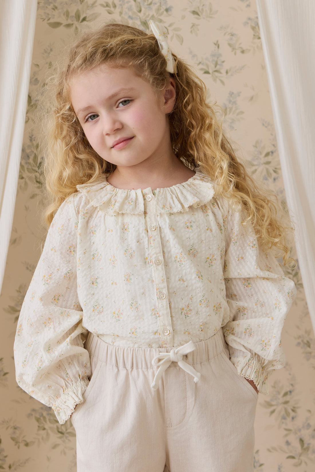 Organic Cotton Cecile Top-Justine Parchment Childrens Top from Jamie Kay USA