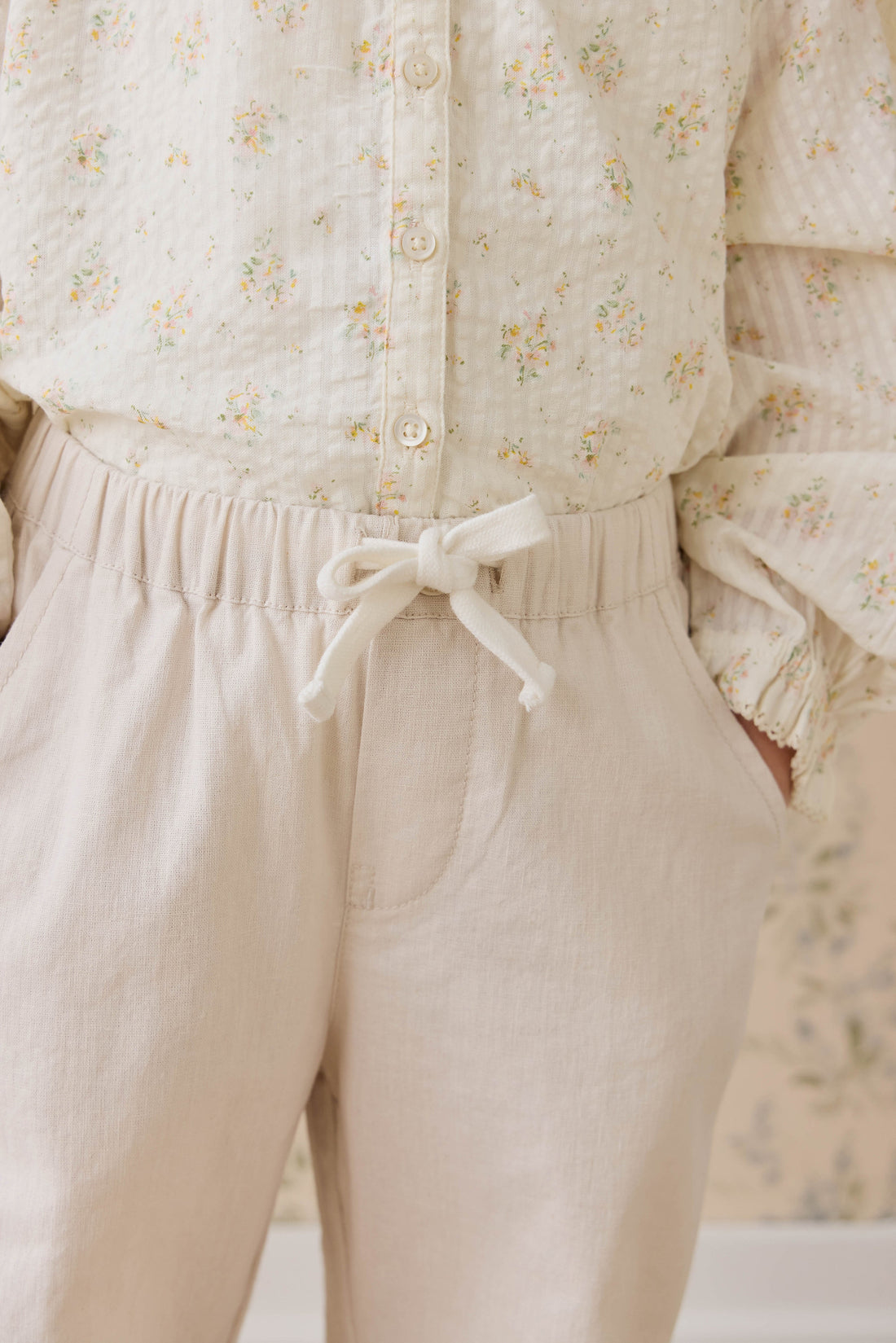 Ali Linen/Cotton Pant-Natural Childrens Pant from Jamie Kay USA