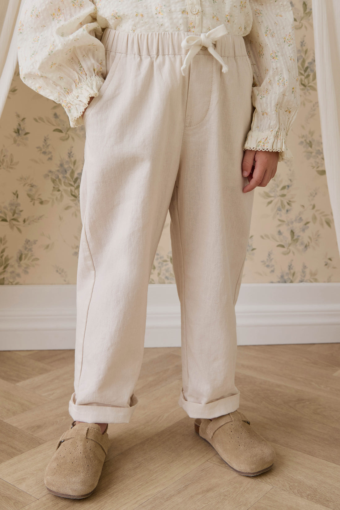 Ali Linen/Cotton Pant-Natural Childrens Pant from Jamie Kay USA