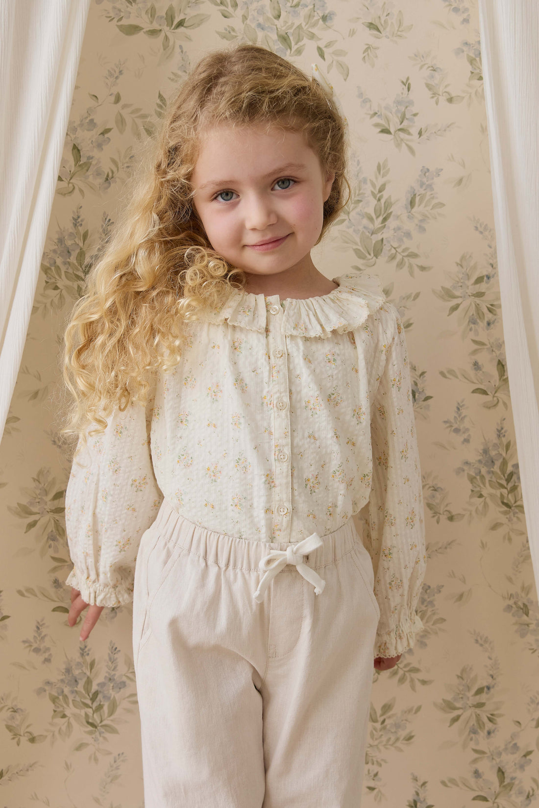 Organic Cotton Cecile Top-Justine Parchment Childrens Top from Jamie Kay USA