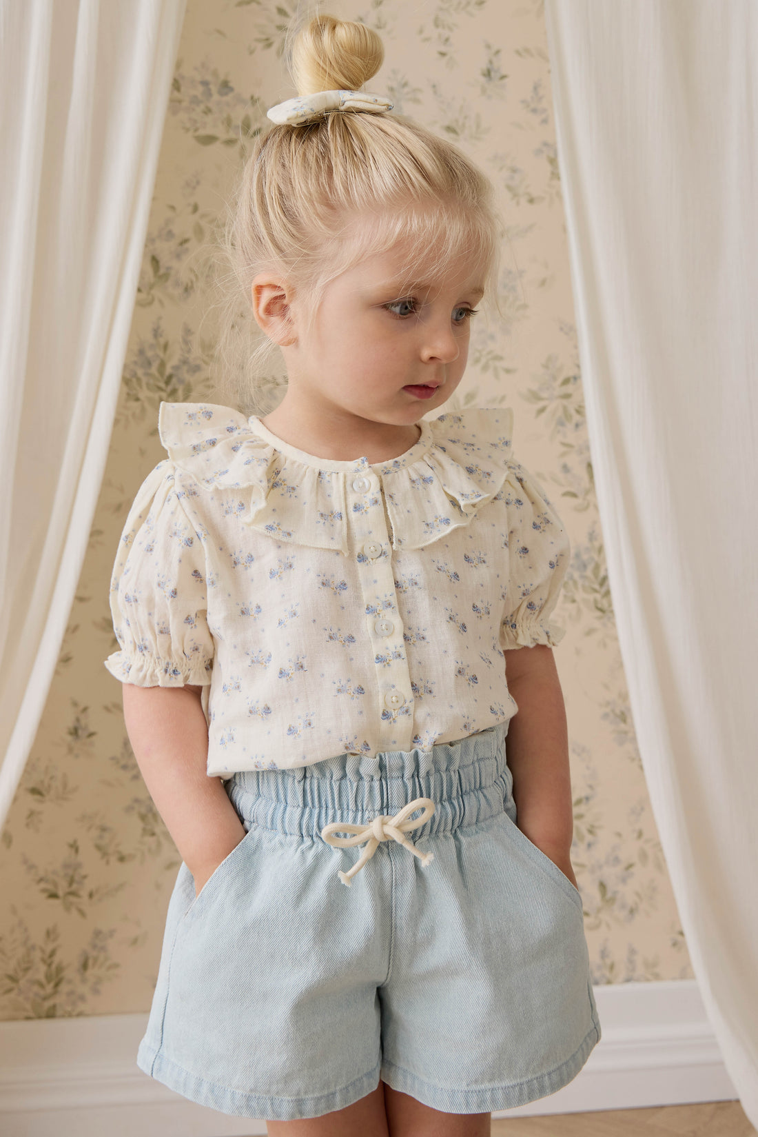 Organic Cotton Muslin Alora Top-Molly Blue Childrens Top from Jamie Kay USA