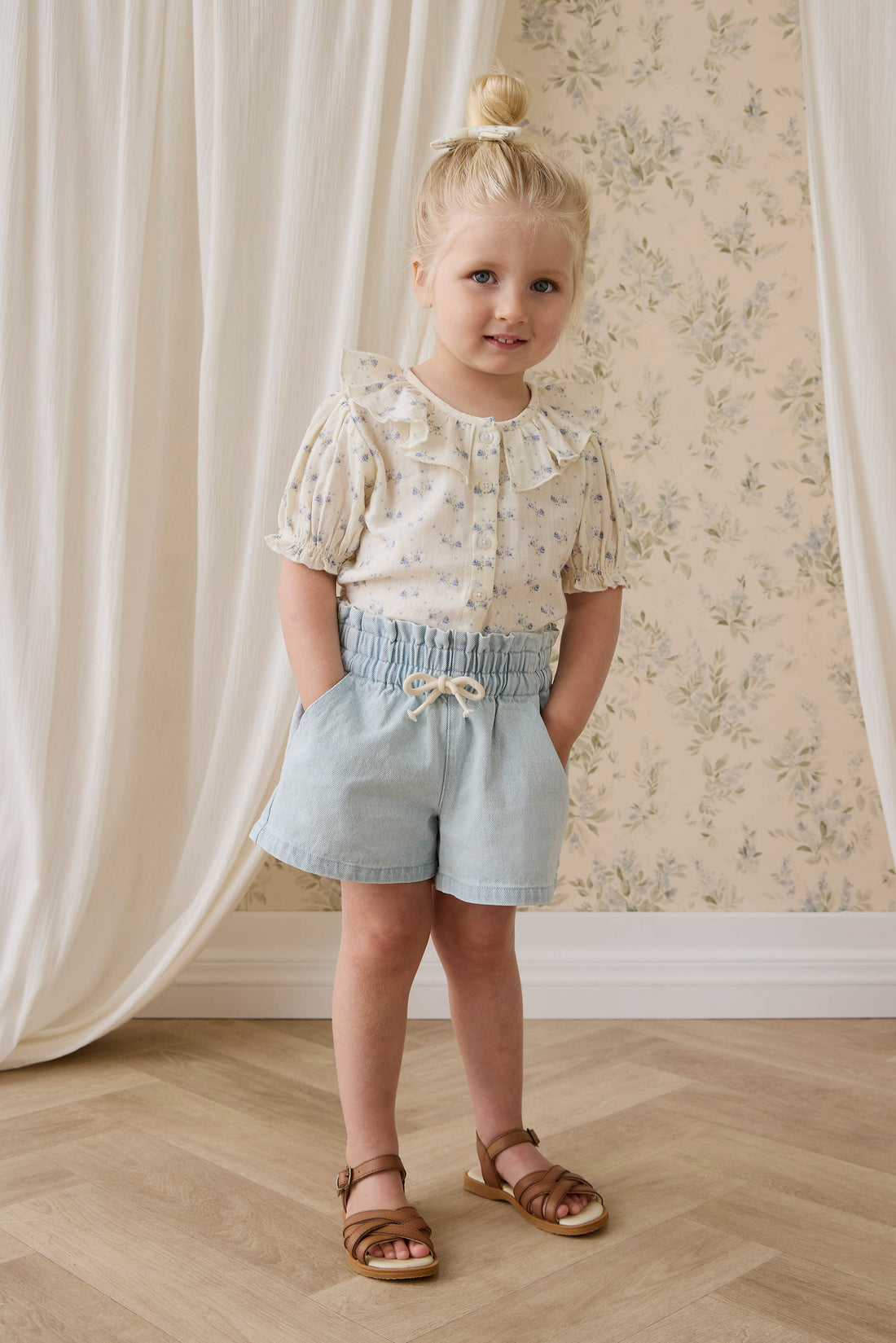 Organic Cotton Muslin Alora Top-Molly Blue Childrens Top from Jamie Kay USA