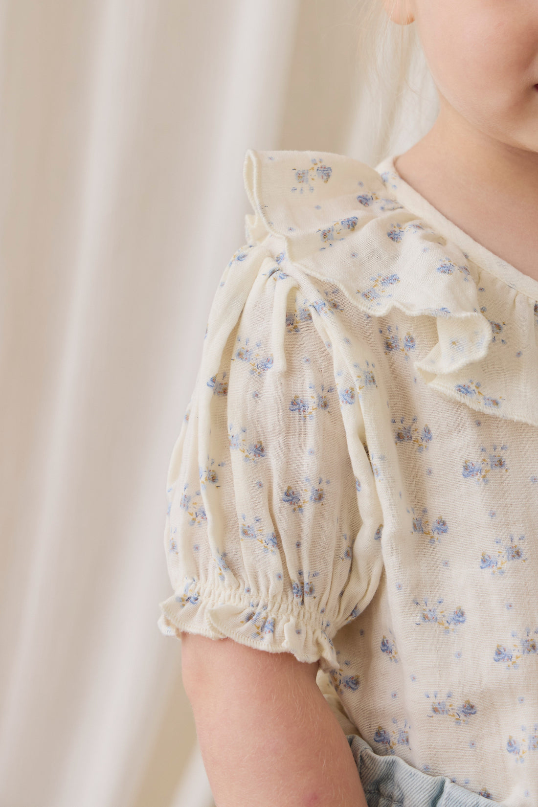 Organic Cotton Muslin Alora Top-Molly Blue Childrens Top from Jamie Kay USA