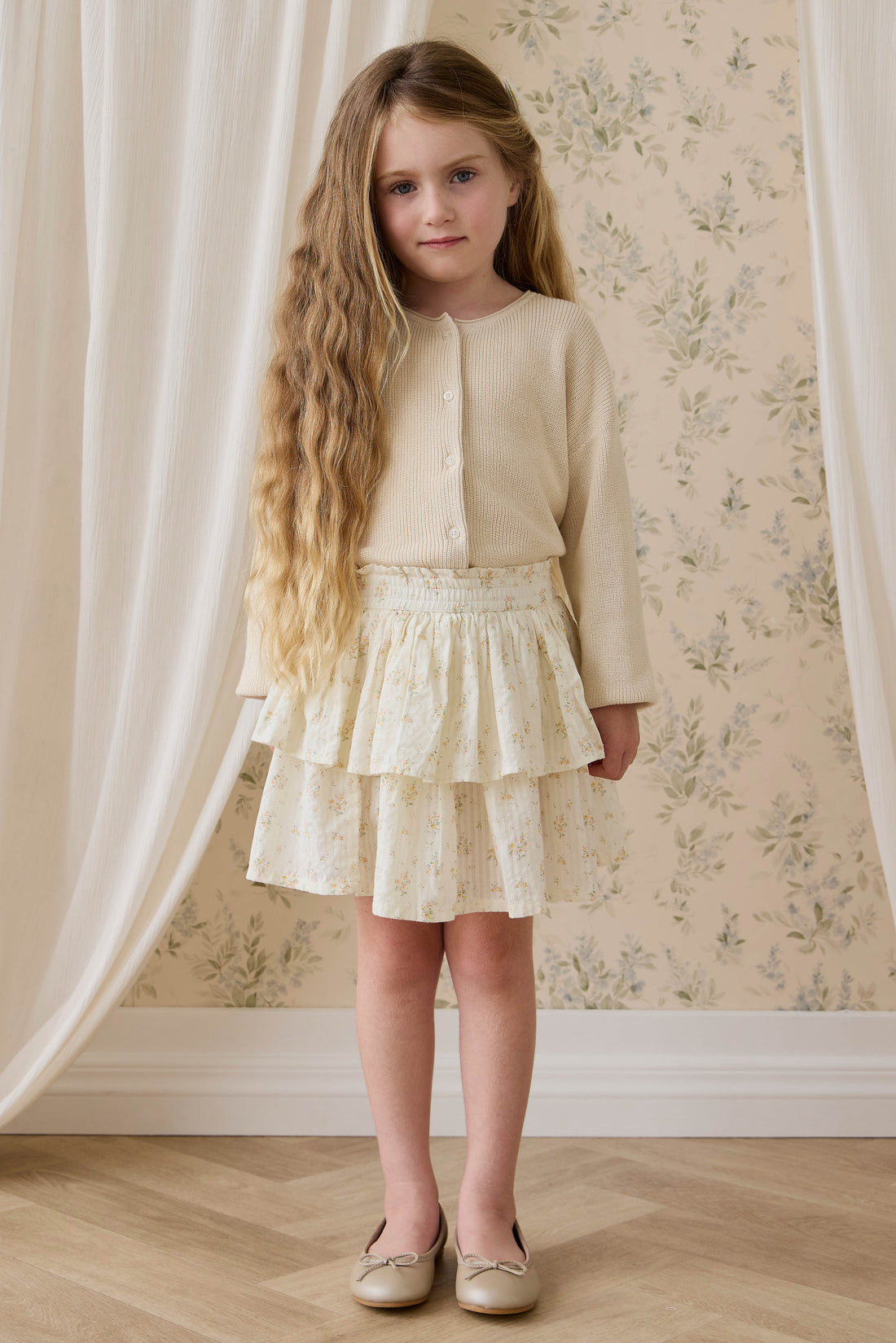 Organic Cotton Cosette Skirt-Justine Parchment Childrens Skirt from Jamie Kay USA