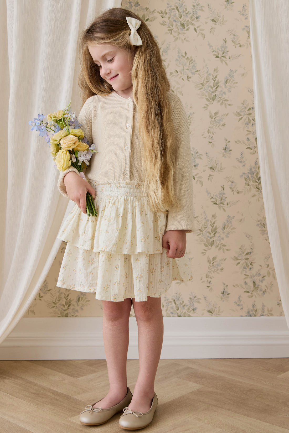 Organic Cotton Cosette Skirt-Justine Parchment Childrens Skirt from Jamie Kay USA