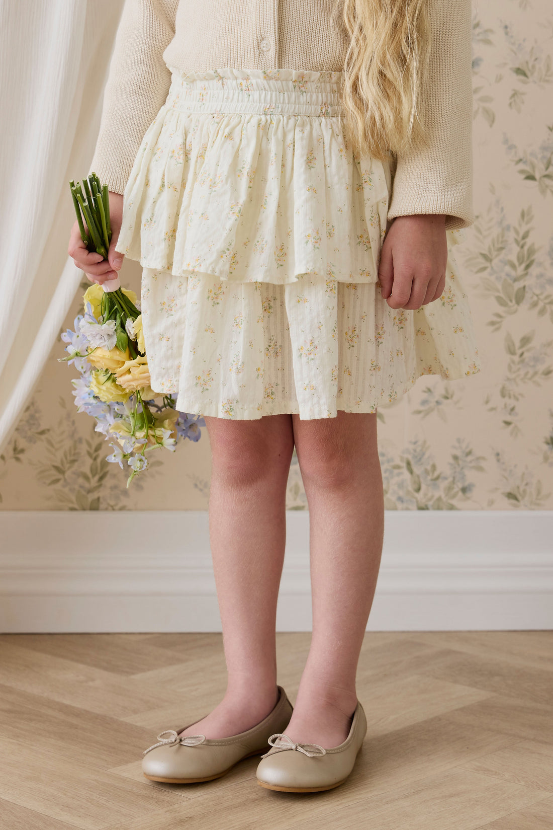 Organic Cotton Cosette Skirt-Justine Parchment Childrens Skirt from Jamie Kay USA