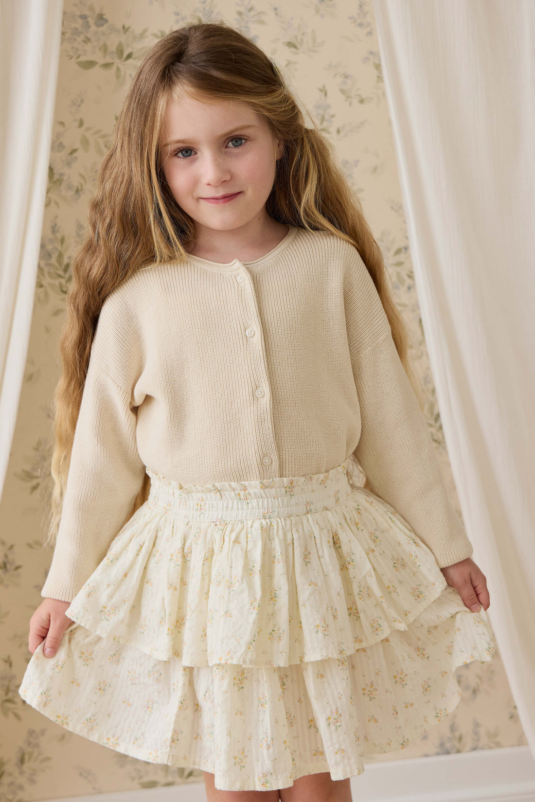 Organic Cotton Cosette Skirt-Justine Parchment Childrens Skirt from Jamie Kay USA