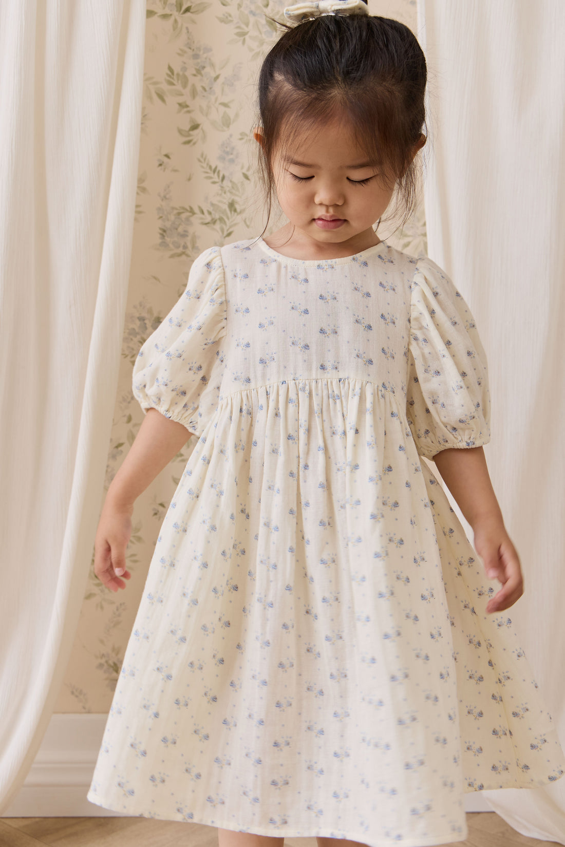 Organic Cotton Muslin Frannie Dress-Molly Blue Childrens Dress from Jamie Kay USA