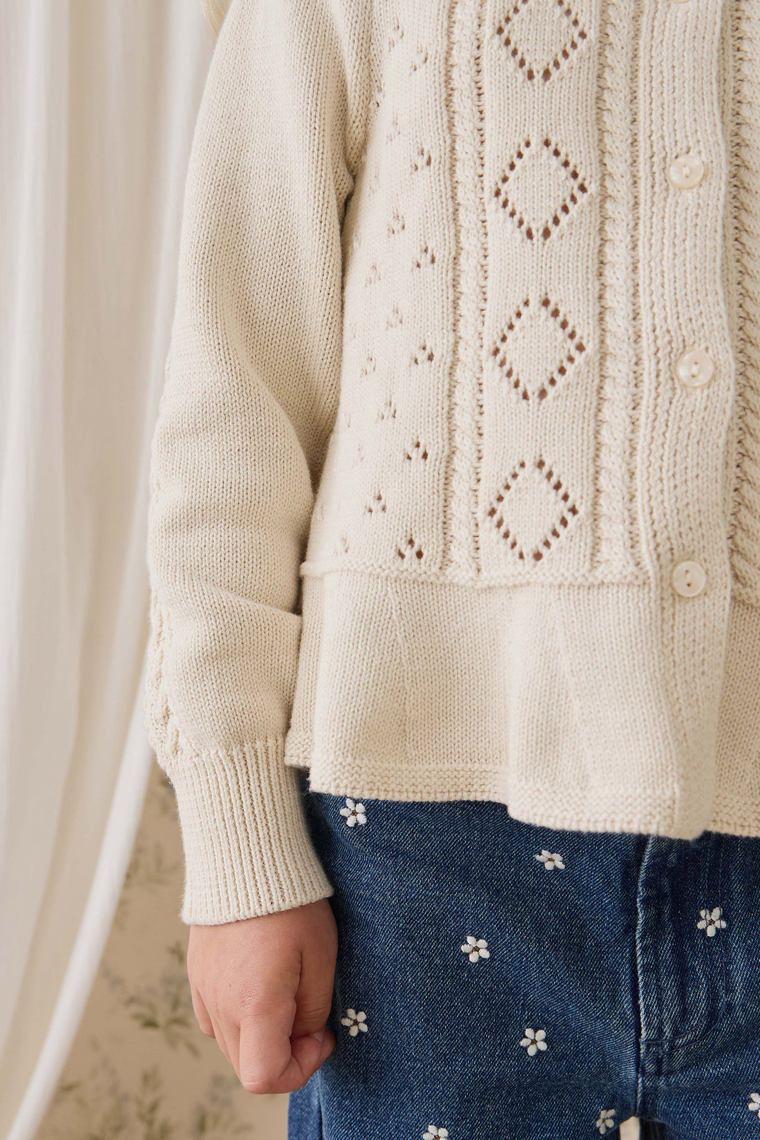 Annabelle Cardigan-Vanilla Childrens Cardigan from Jamie Kay USA