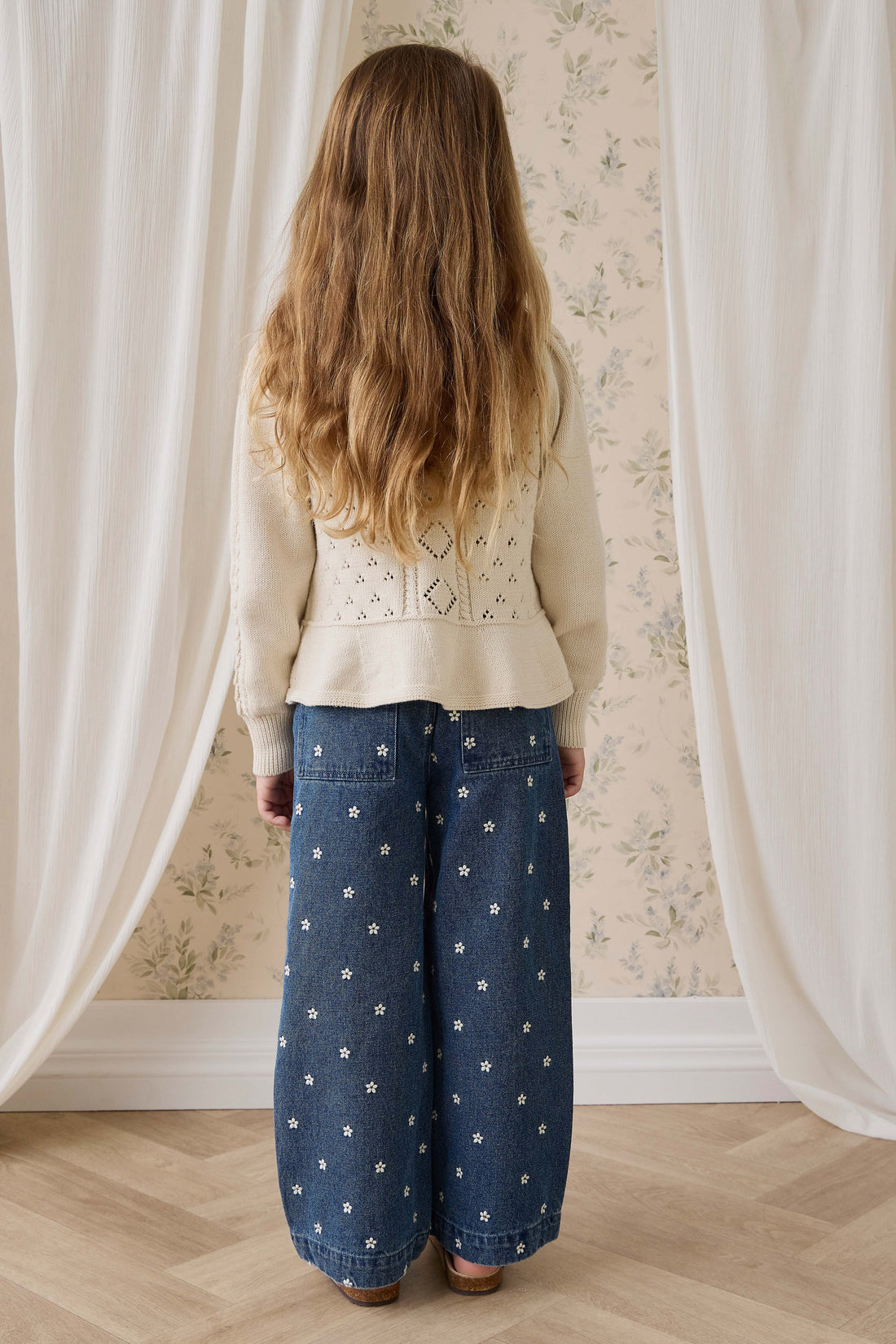 Amandine Pant-Josie Floral Denim Childrens Pant from Jamie Kay USA