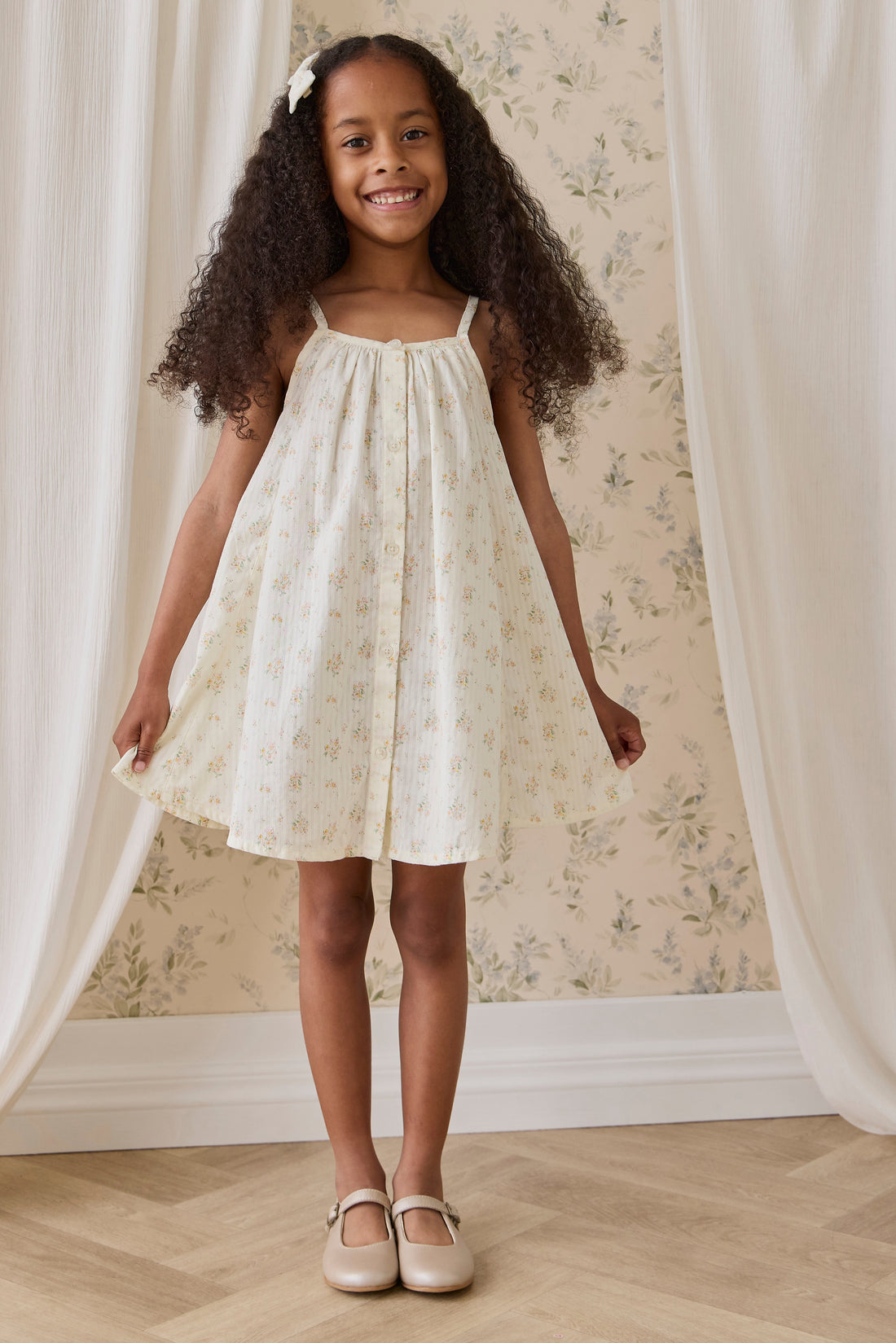 Organic Cotton Cosette Dress-Justine Parchment Childrens Dress from Jamie Kay USA
