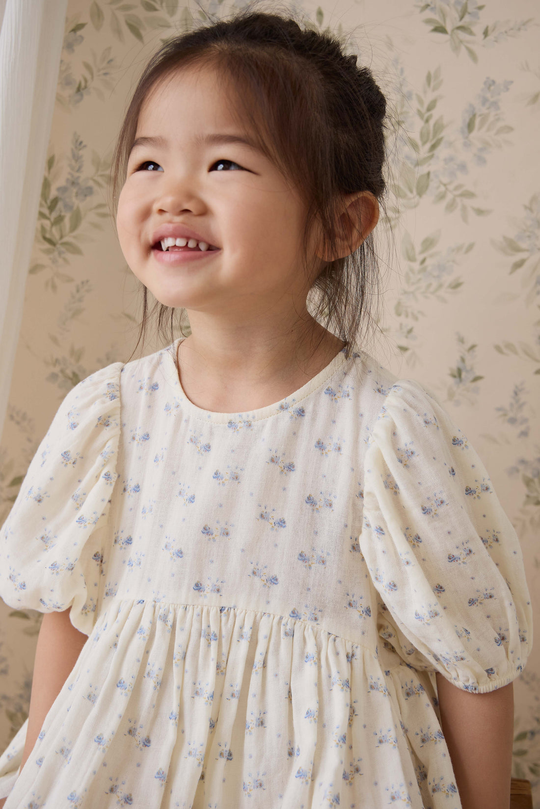 Organic Cotton Muslin Frannie Dress-Molly Blue Childrens Dress from Jamie Kay USA