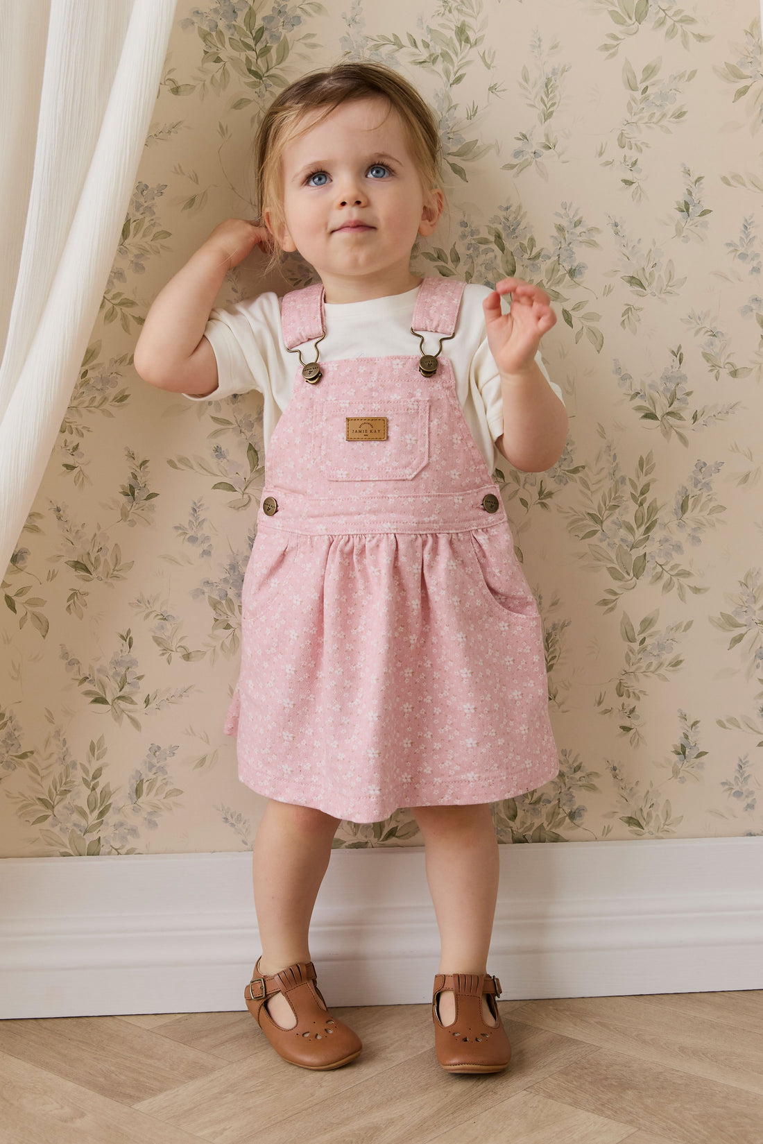 Norah Overall Dress-Paula Powder Childrens Dress from Jamie Kay USA