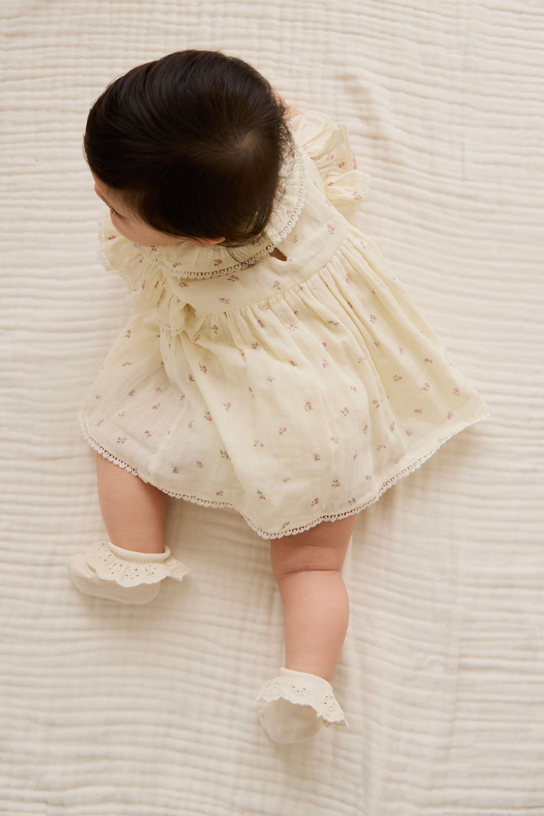 Organic Cotton Muslin Frannie Playsuit - Willow Rose Childrens Playsuit from Jamie Kay USA