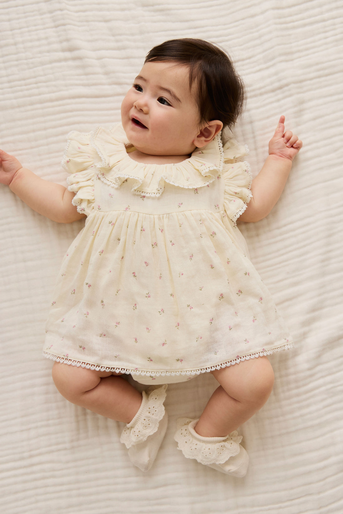 Organic Cotton Muslin Frannie Playsuit - Willow Rose Childrens Playsuit from Jamie Kay USA