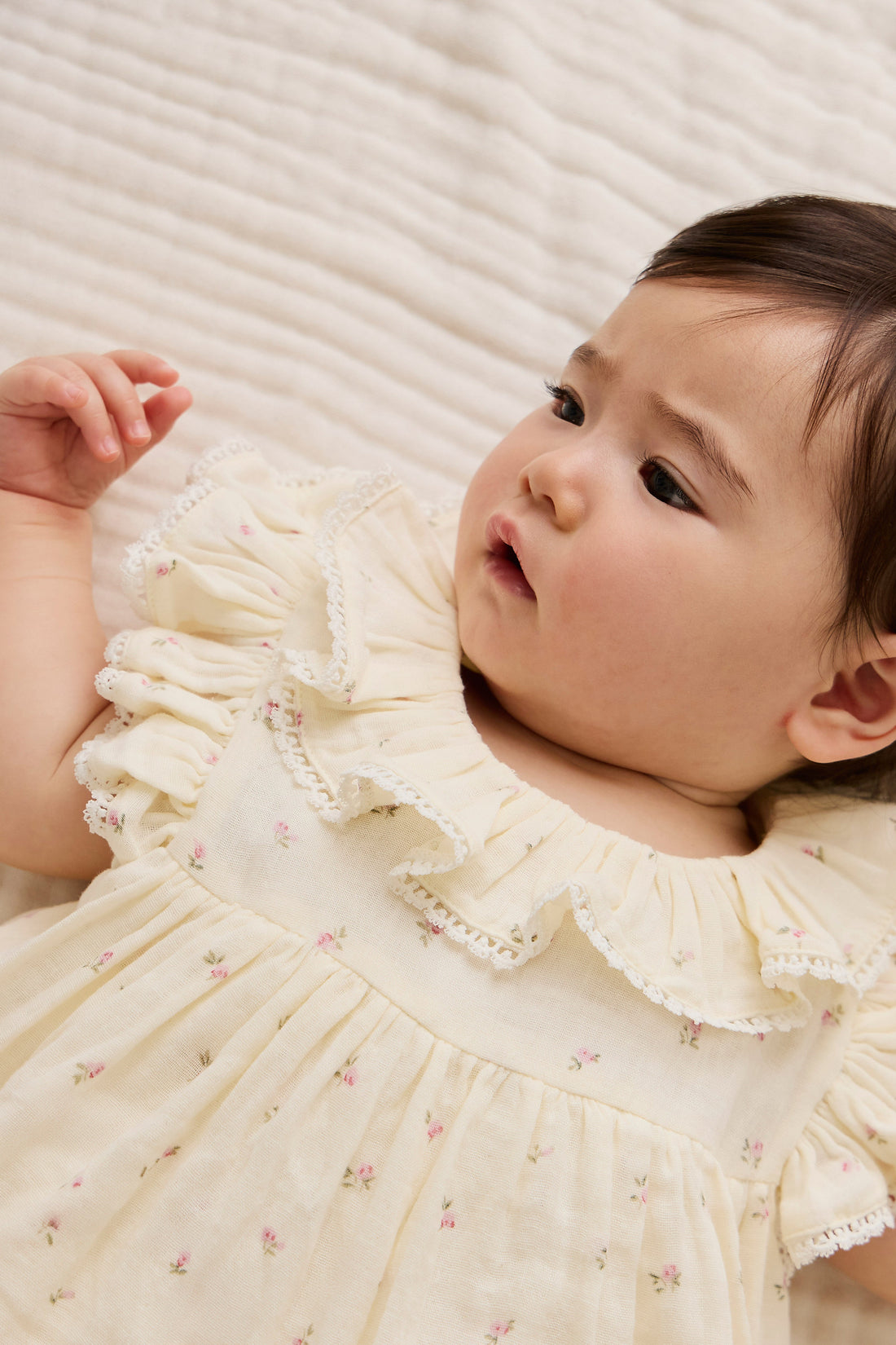 Organic Cotton Muslin Frannie Playsuit - Willow Rose Childrens Playsuit from Jamie Kay USA