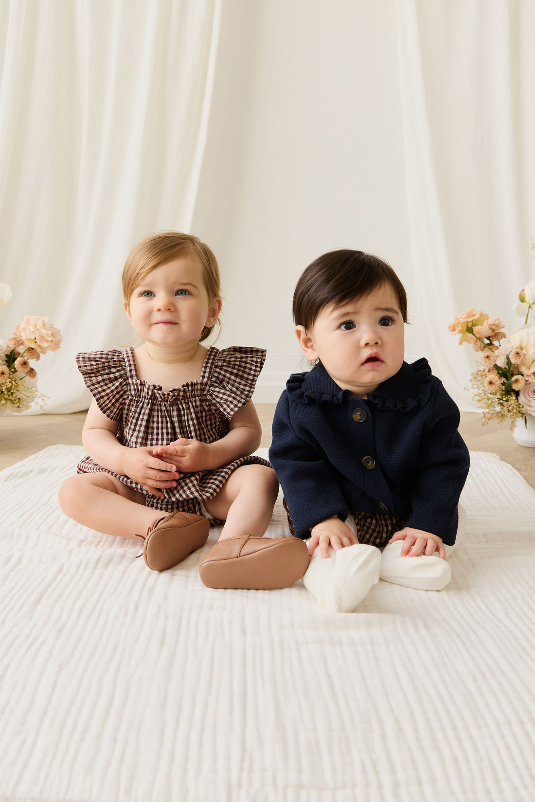 Organic Cotton Harriet Playsuit - Cinnamon Gingham Childrens Playsuit from Jamie Kay USA
