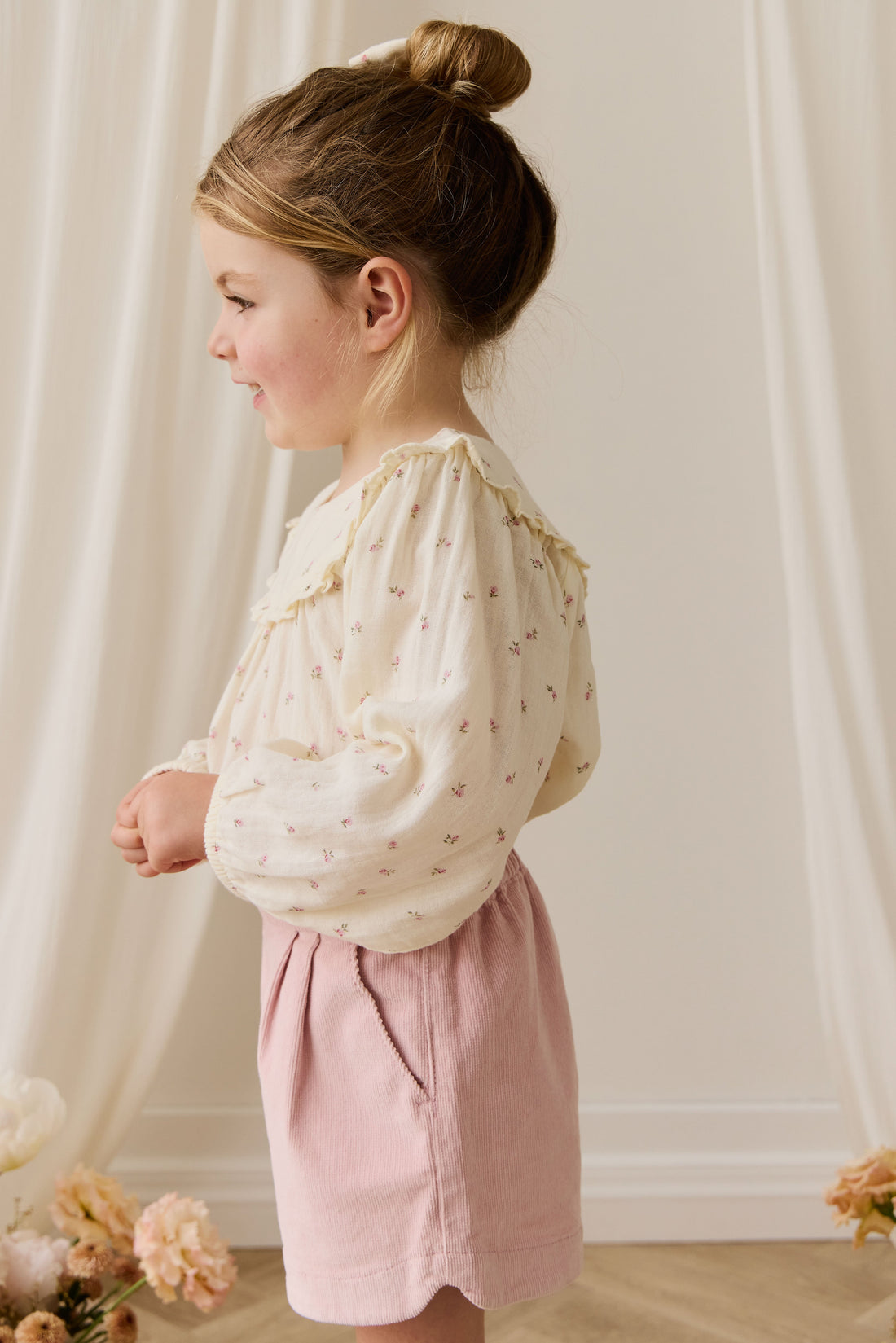 Organic Cotton Muslin Amira Blouse - Willow Rose Childrens Top from Jamie Kay USA